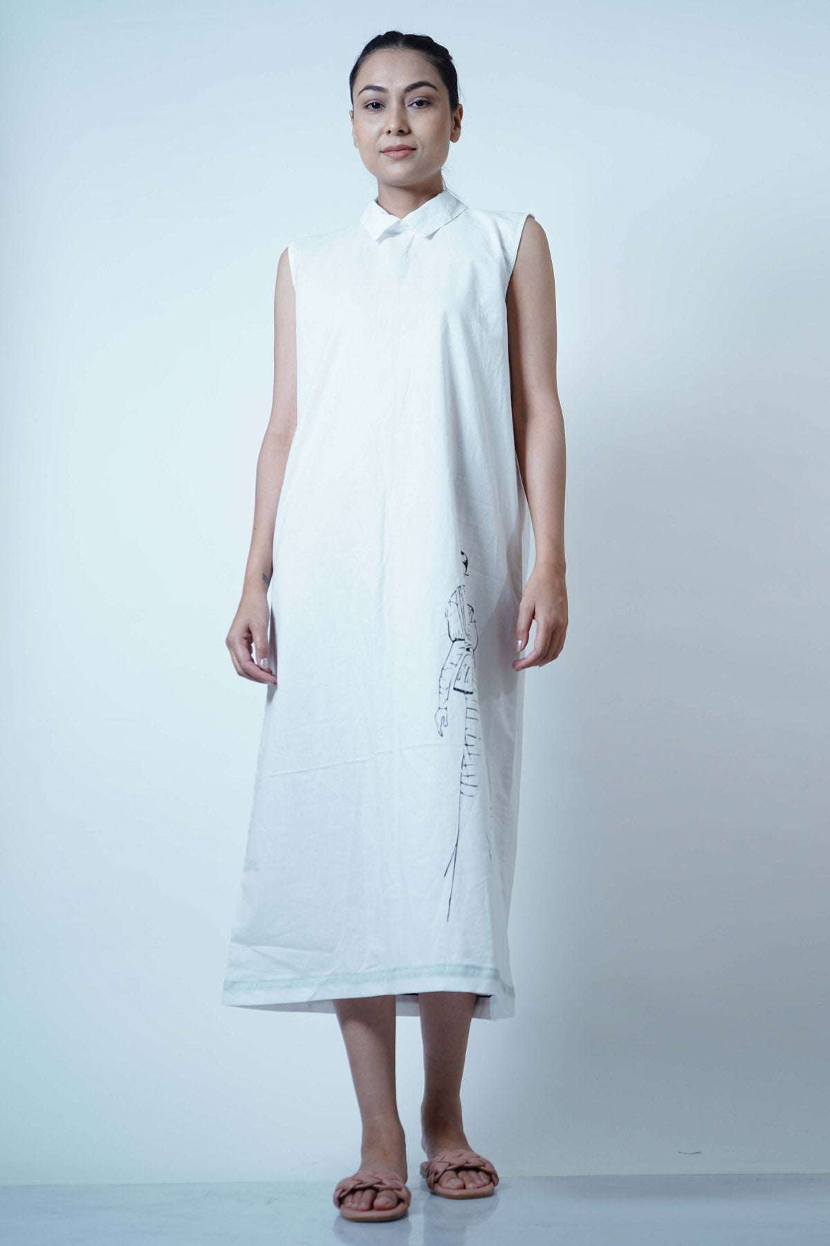 Buy Jaza Collared Neck Sleeveless Dress For Women Available online at ScrollnShops