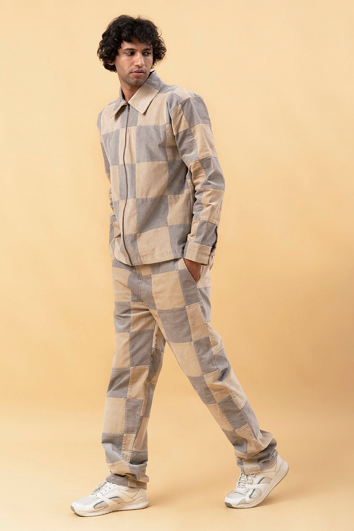 Unisex Collared Zipper Jacket Set For Men-ScrollnShops