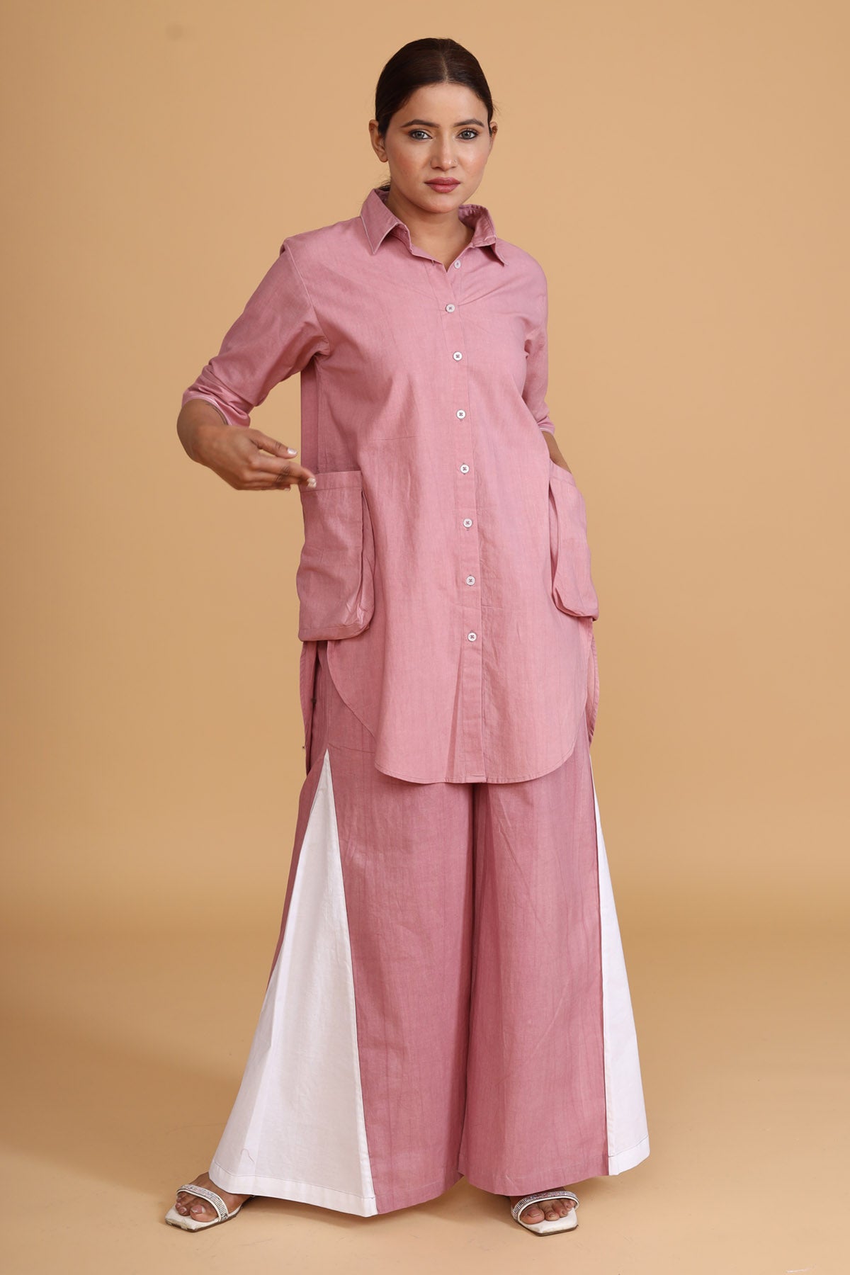 Color Block Side Pleated Pants