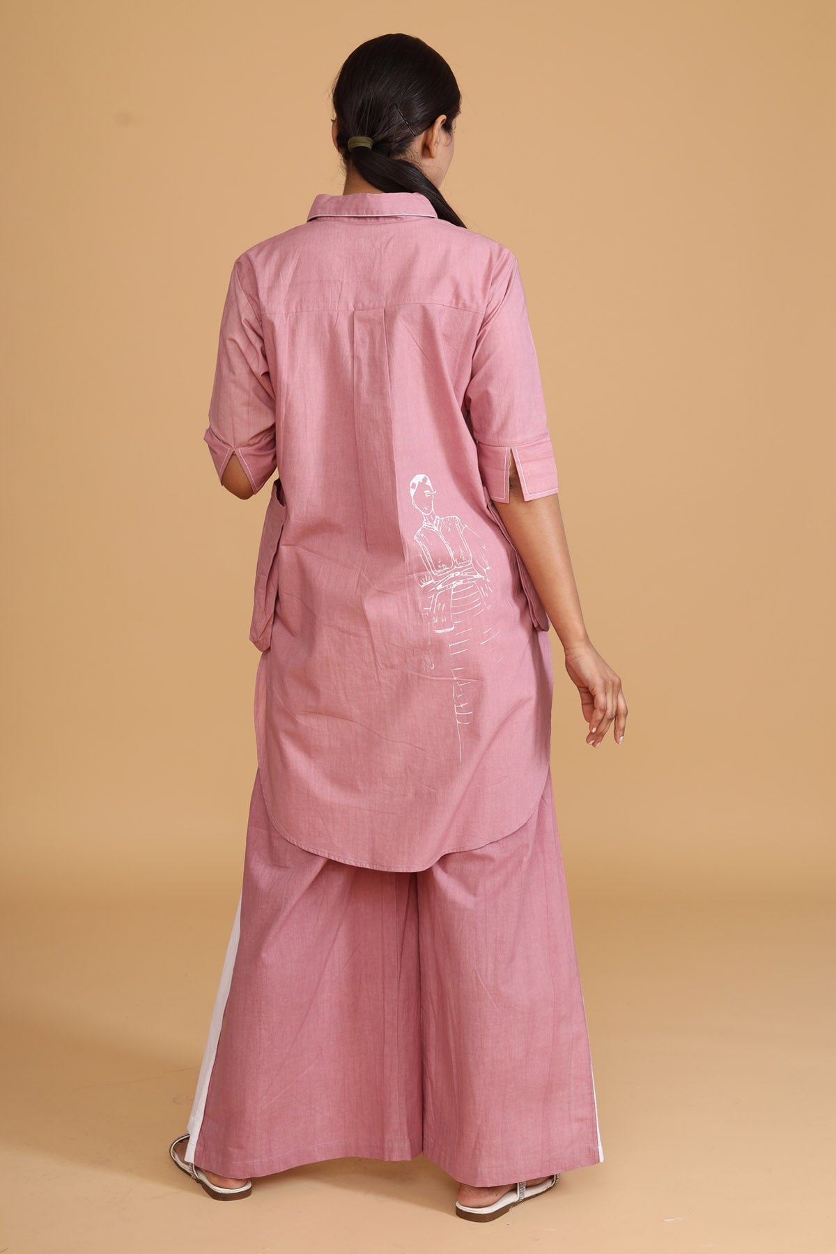 Color Block Side Pleated Pants