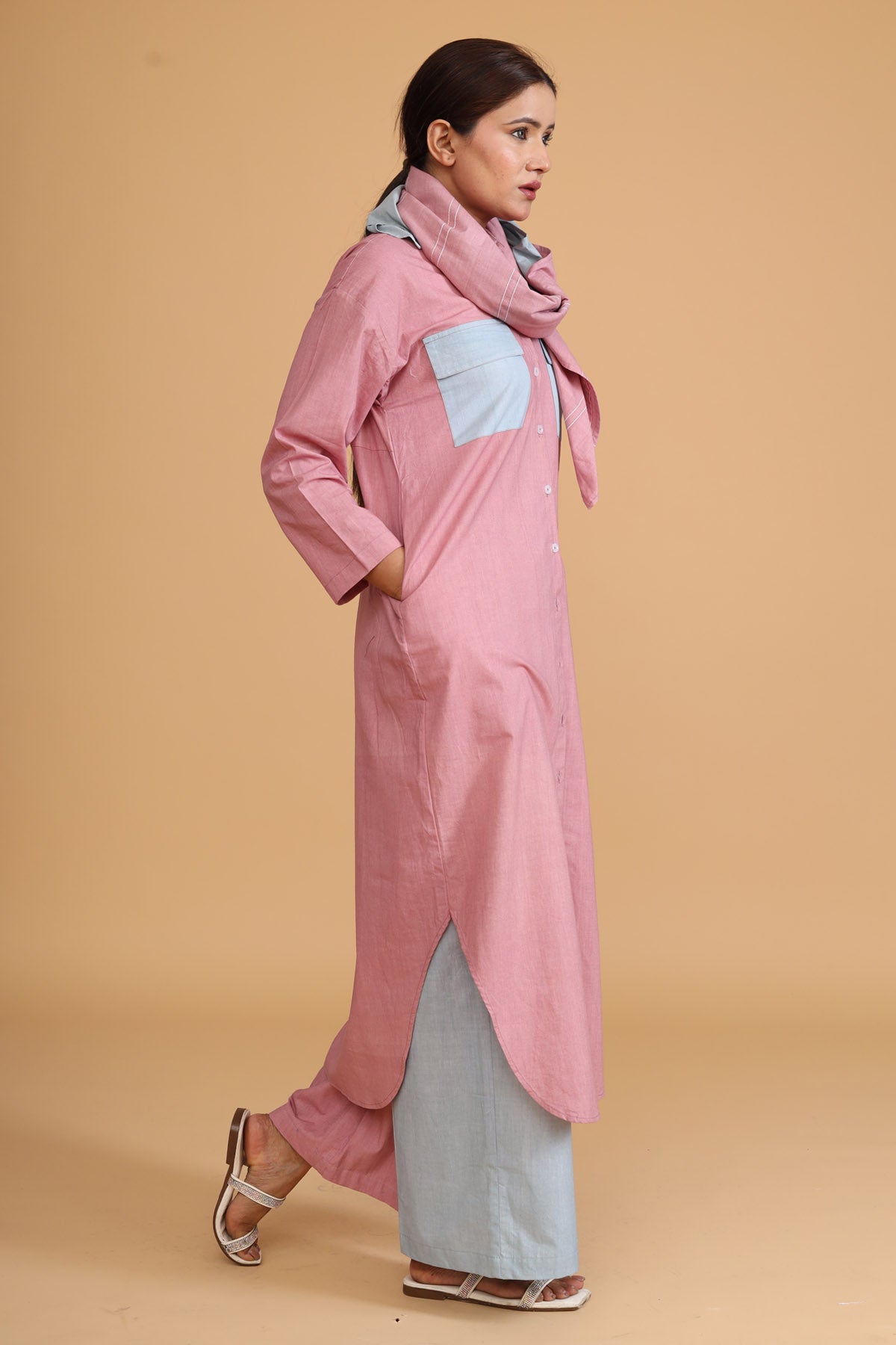 Color Block Tunic Set & Scarf