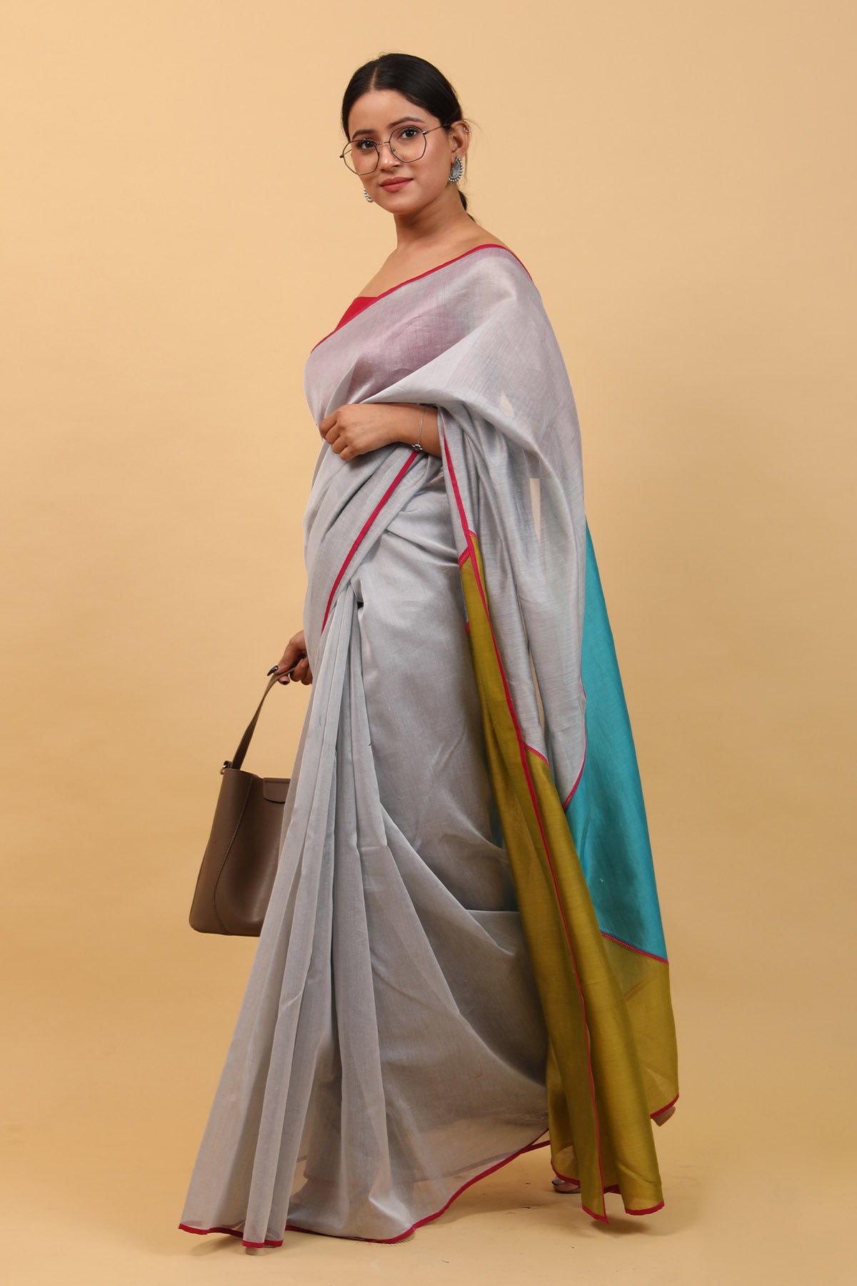 Colorblock Chanderi Saree Set