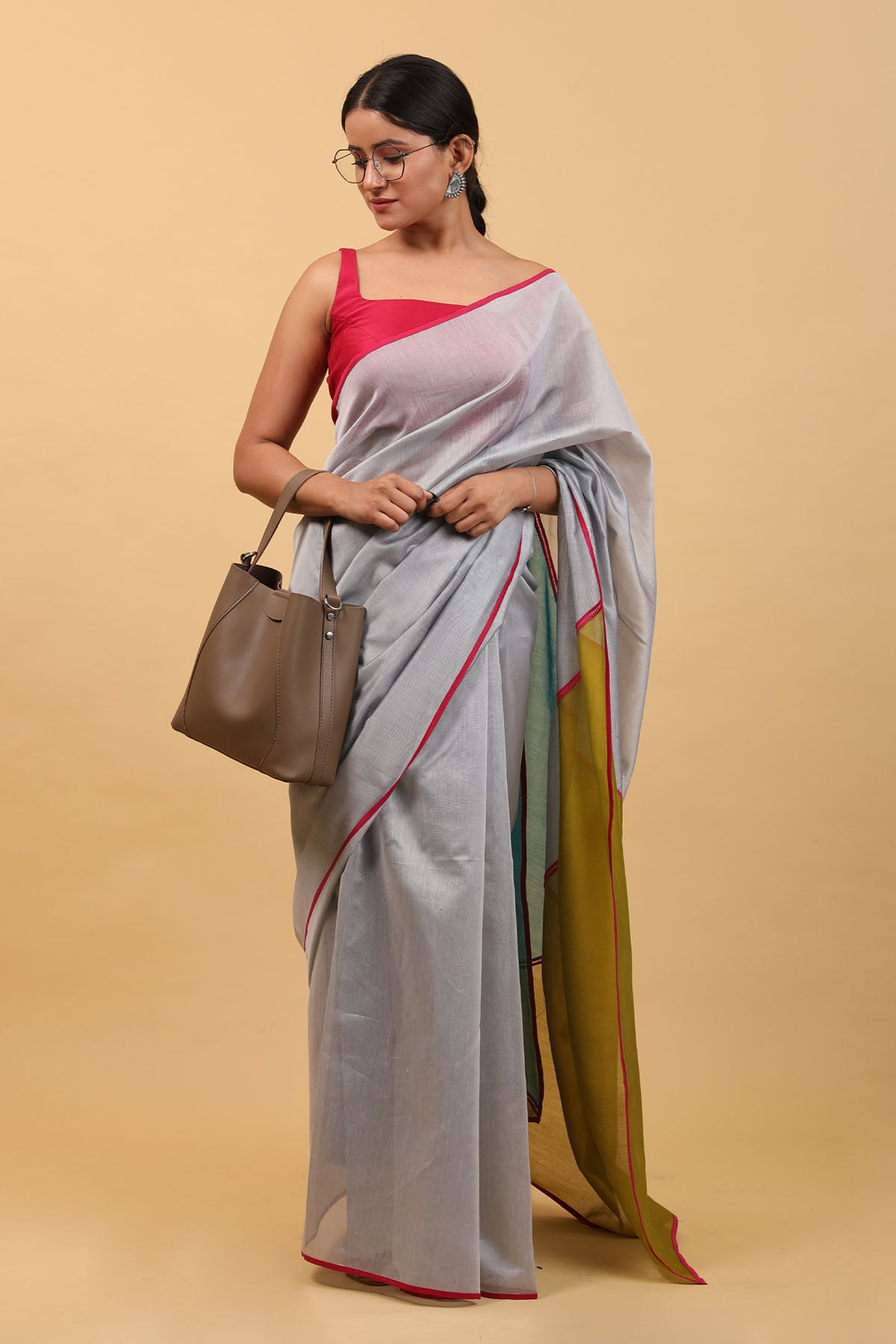 Colorblock Chanderi Saree Set