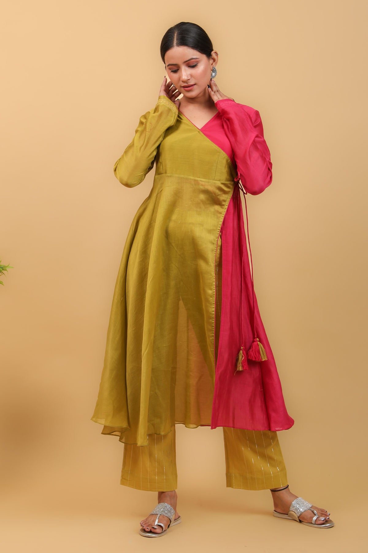 Colorblock High Slit Anarkali Set