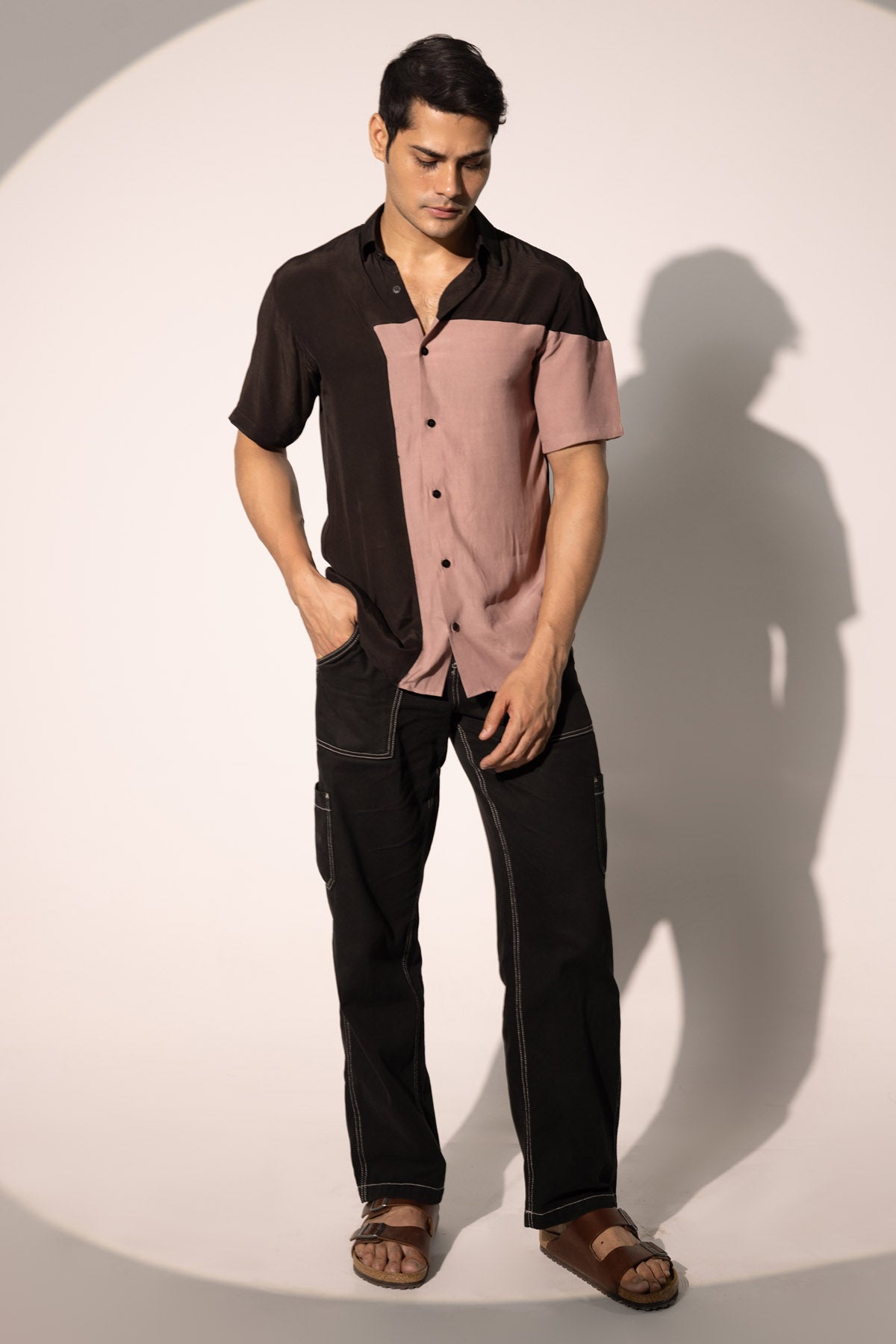 Colorblock Imported Crepe Shirt