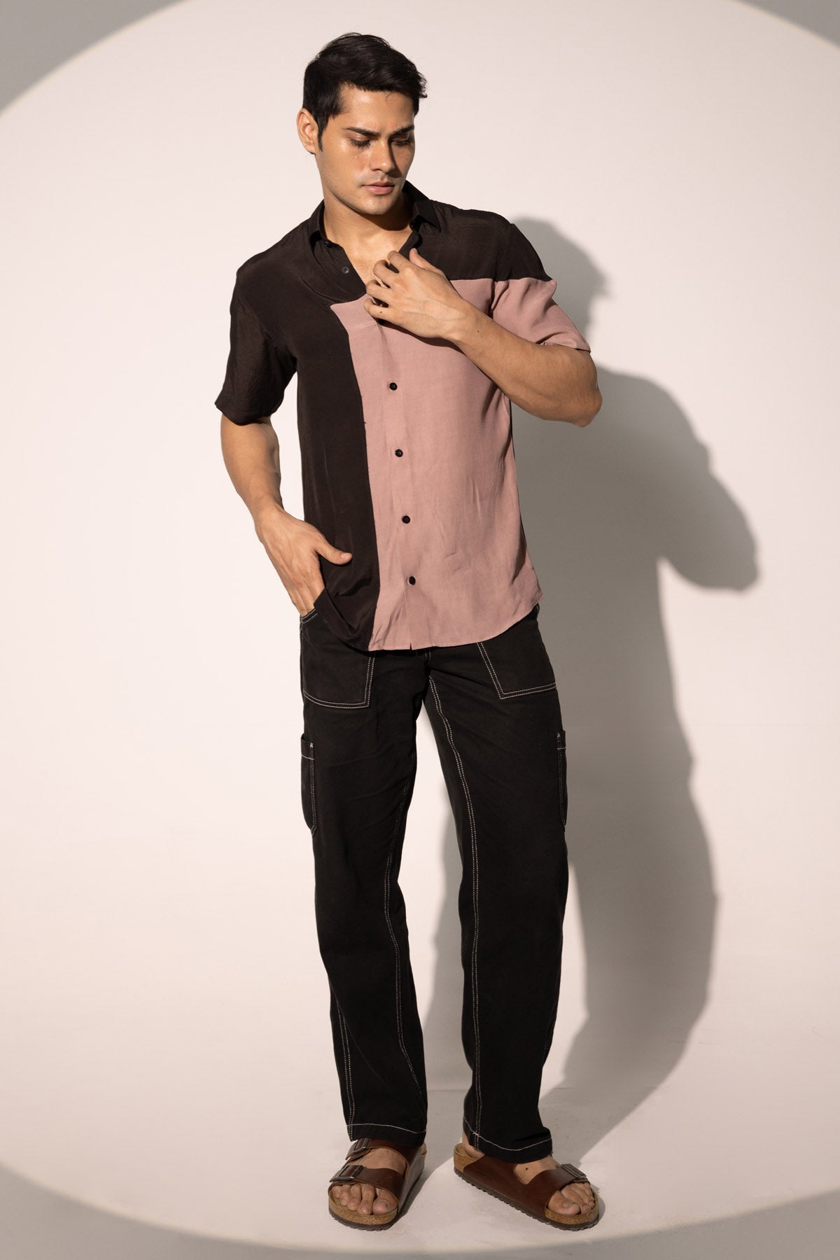 Colorblock Imported Crepe Shirt