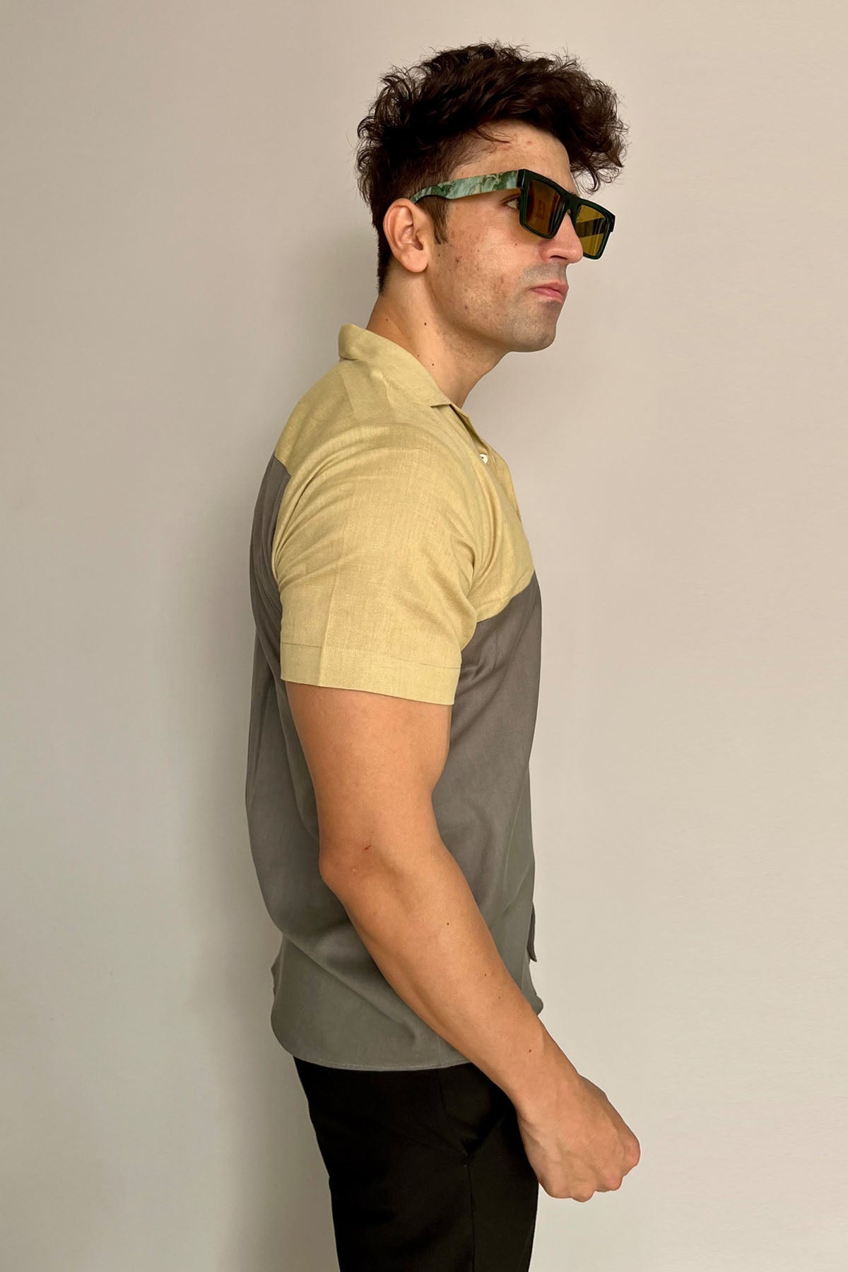 Colorblock Linen Shirt