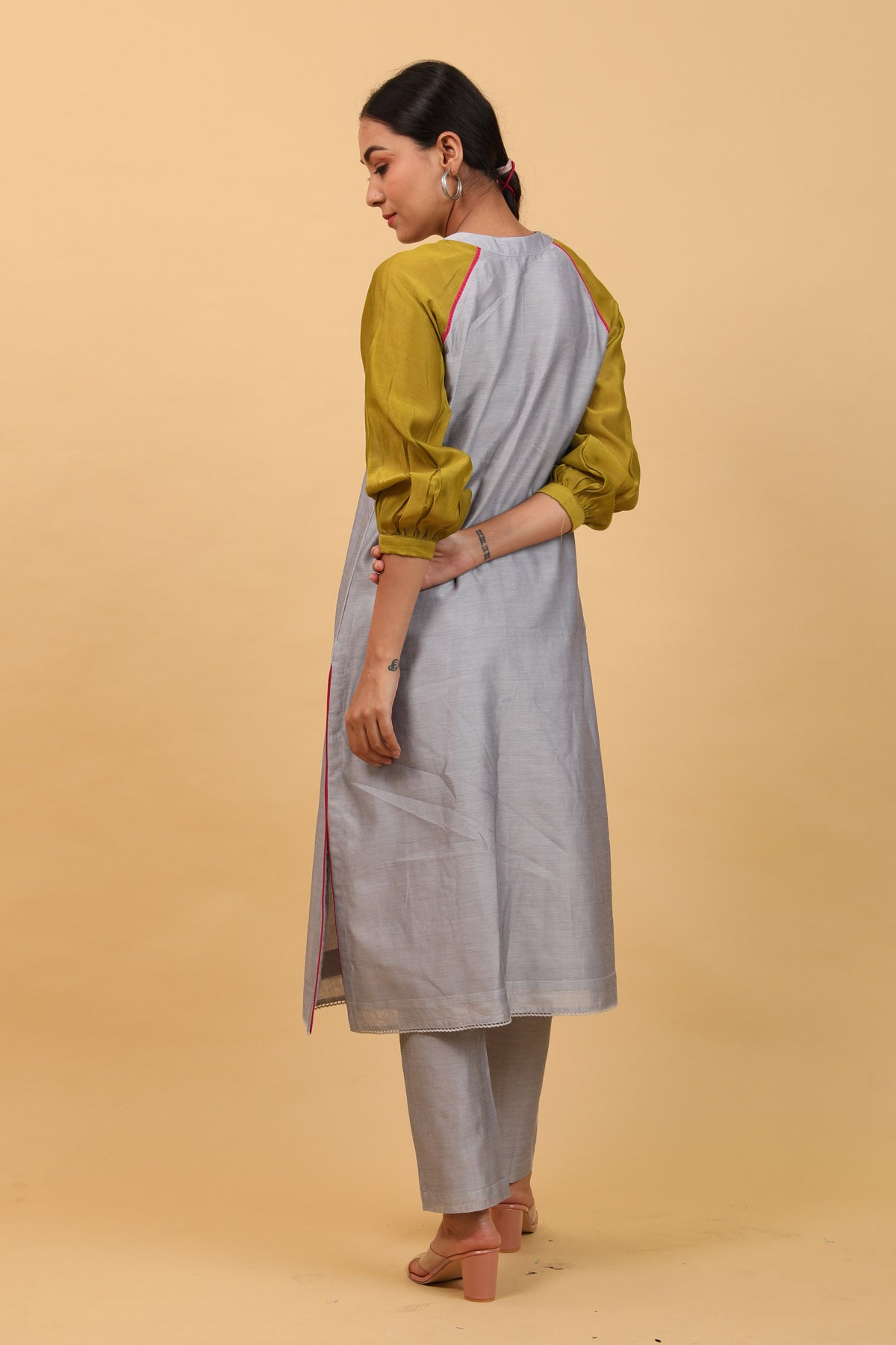 Chanderi Colorblock Kurta Set