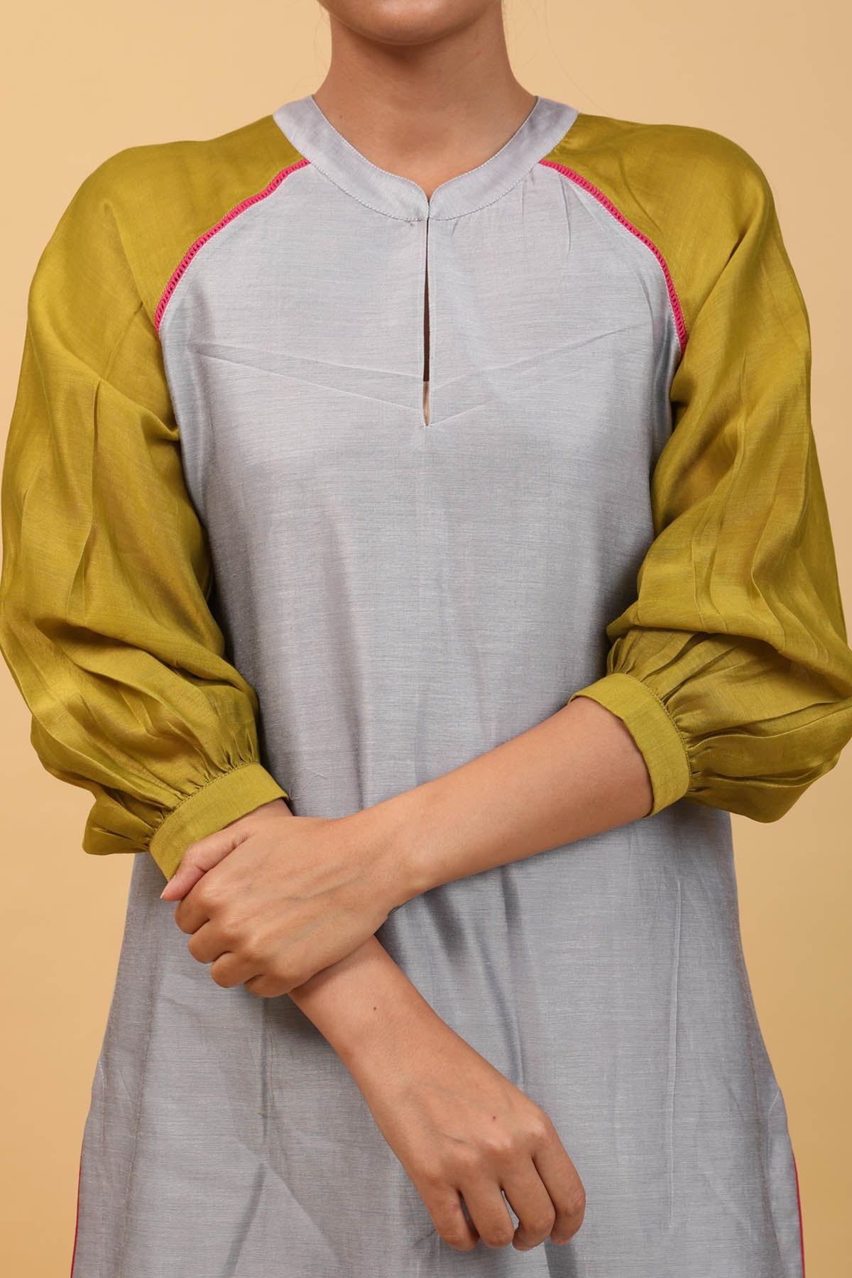 Chanderi Colorblock Kurta Set