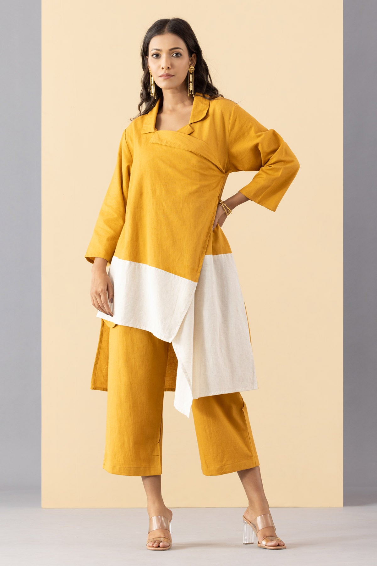 Colorblock Tunic & Mustard Pants