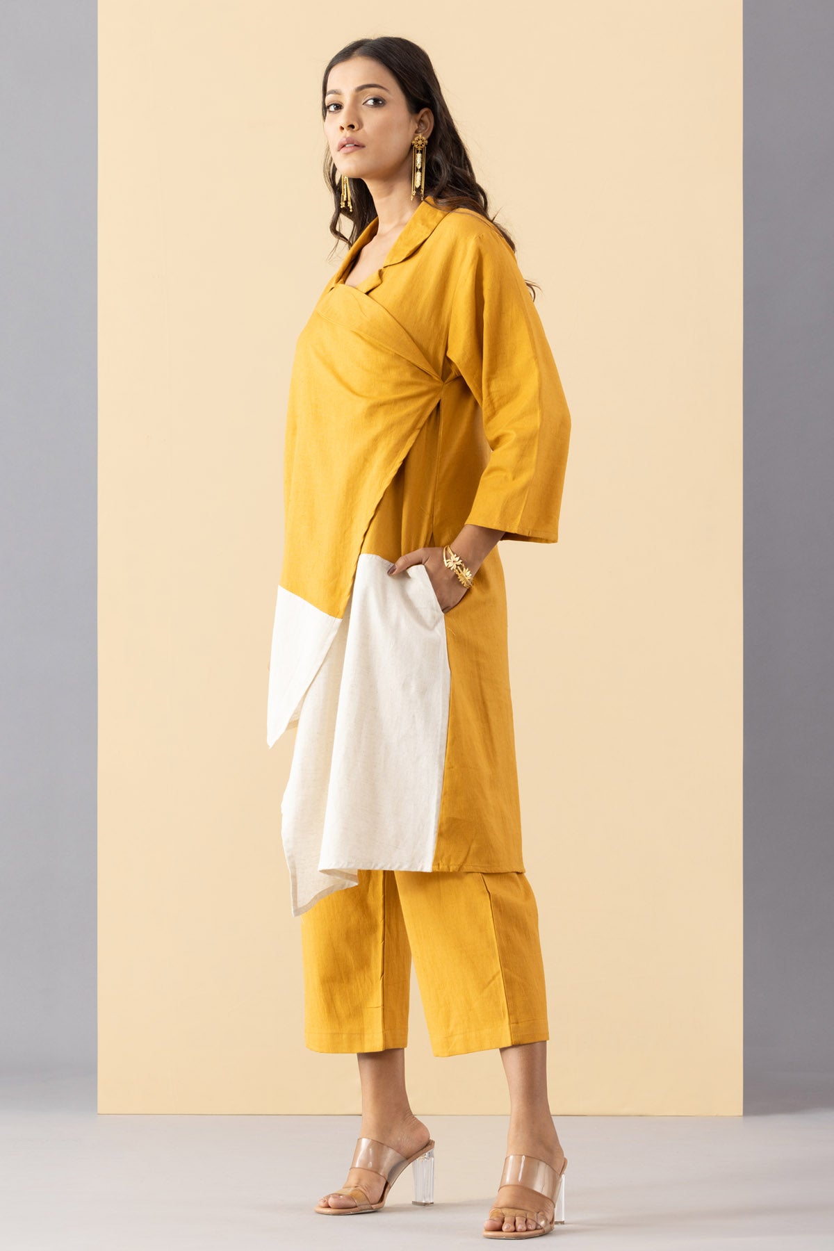 Colorblock Tunic & Mustard Pants