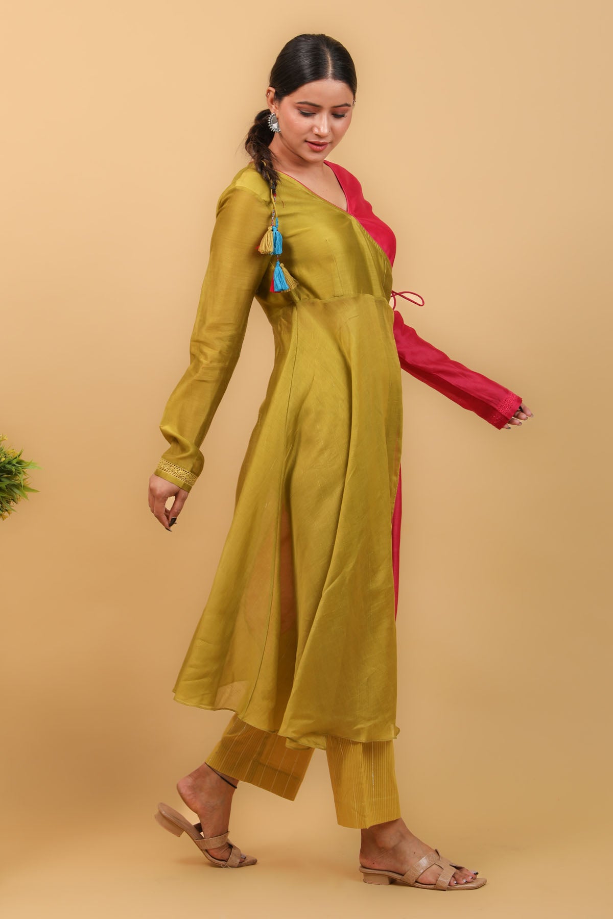 Colorblock Wrap Around Anarkali Set