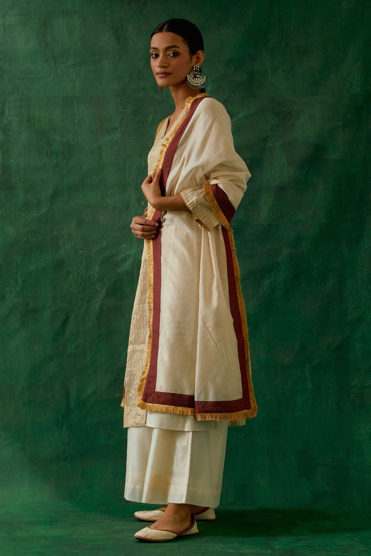 Colorblock Zari Silk Kurta Set