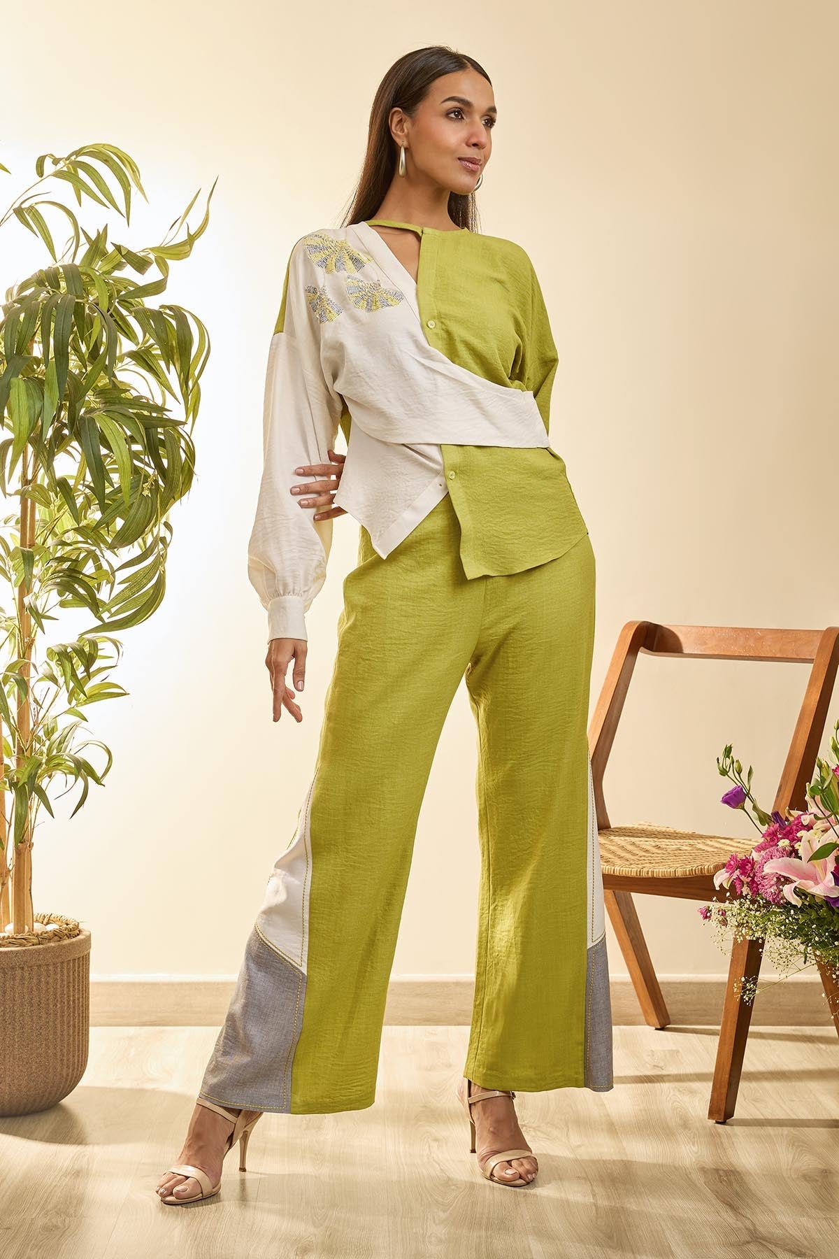 Buy Colorblock Asymmetric Co-ord Set by Babita Malkhani for women online at ScrollnShops