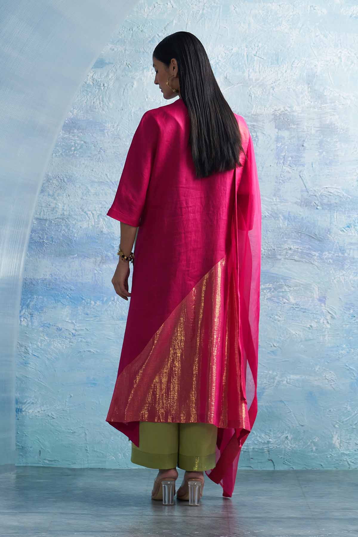 Colorblock Asymmetric Kurta Set