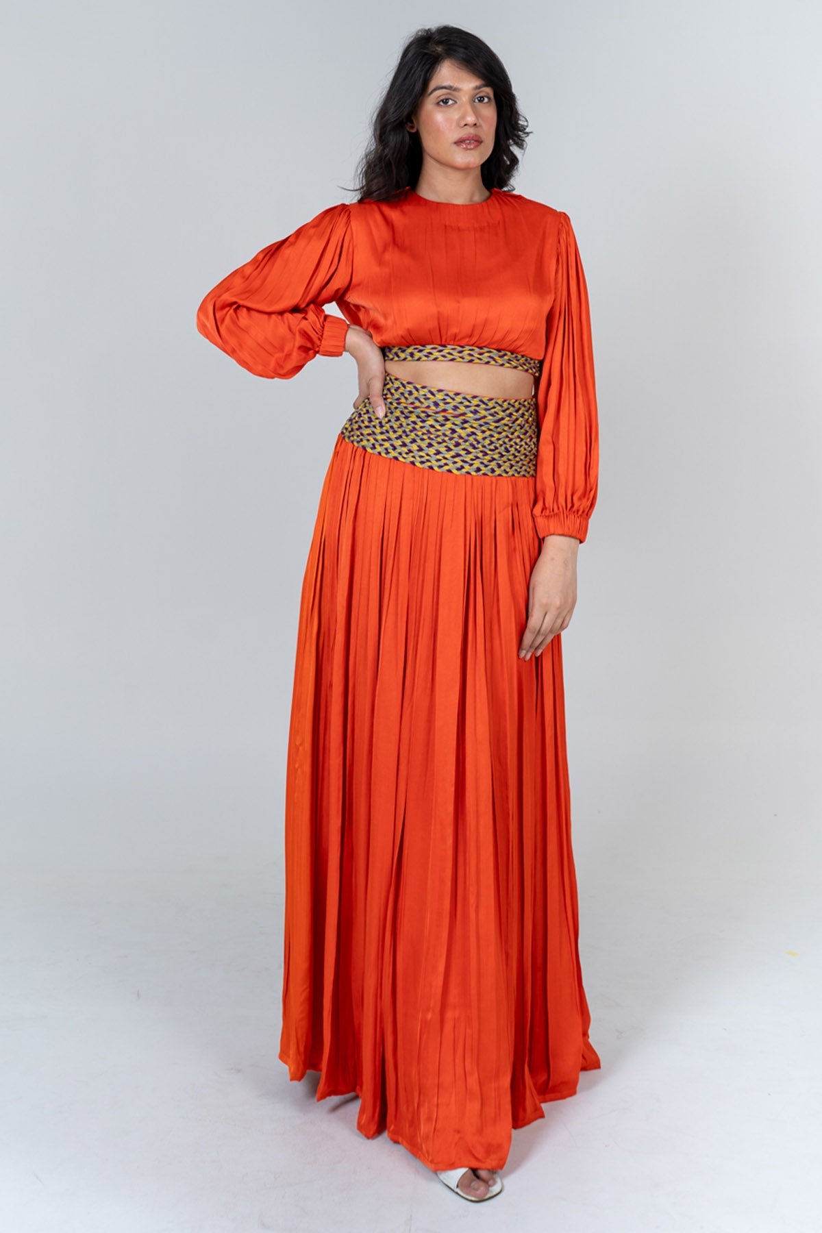 Neora by Nehal Chopra Colorblock Braid Top & Skirt for women online at ScrollnShops