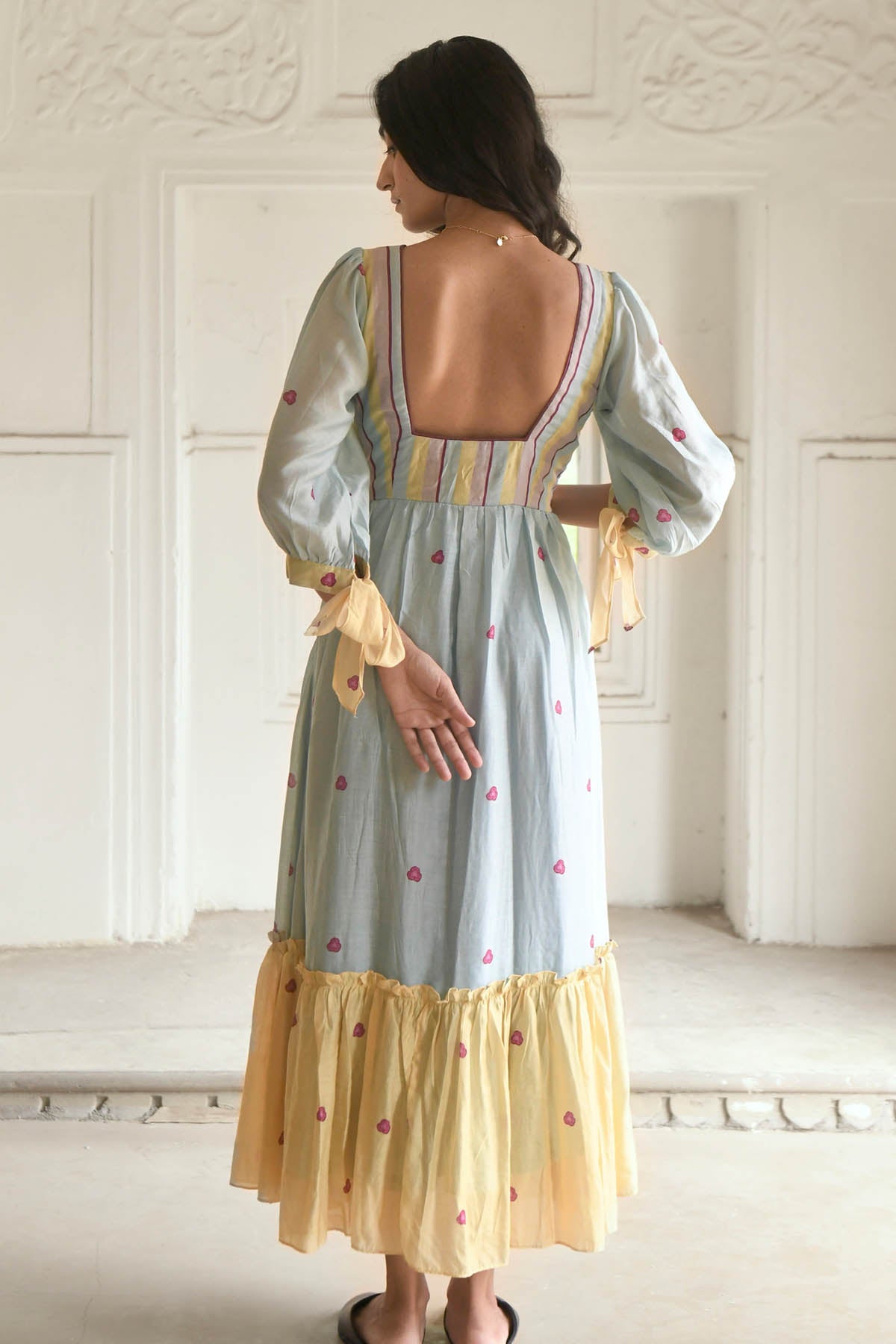 Colorblock Chanderi Silk Dress