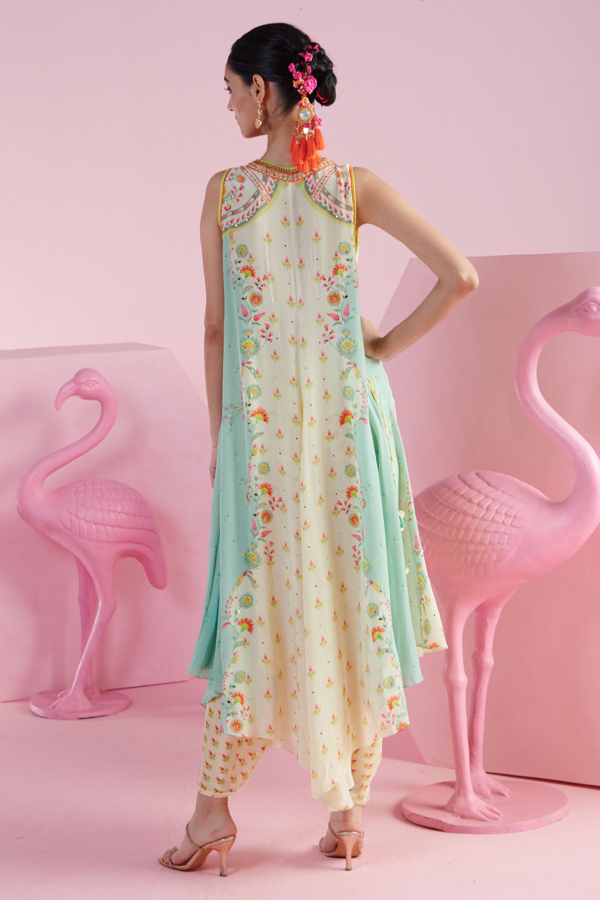 Colorblock Chiffon Tunic & Dhoti