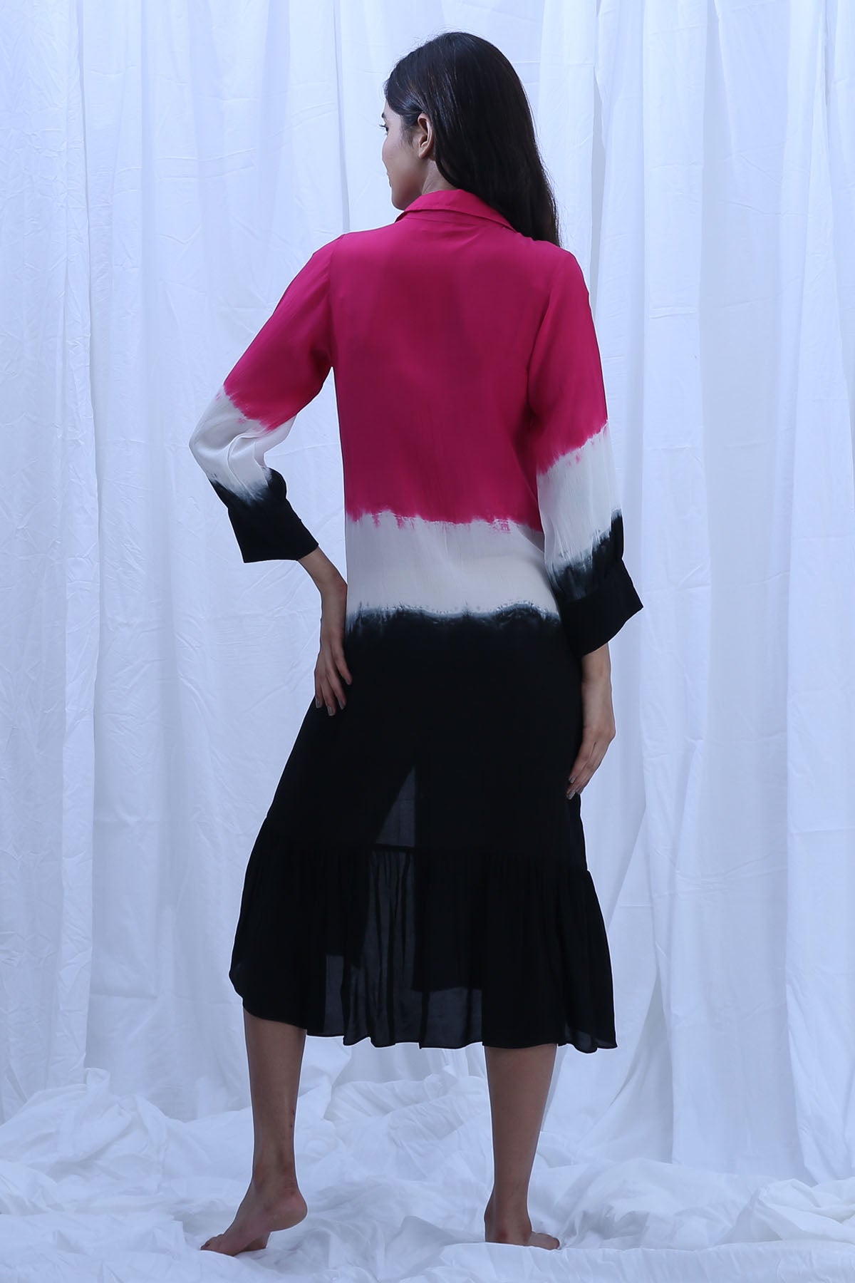 Colorblock Collar Shirt Dress