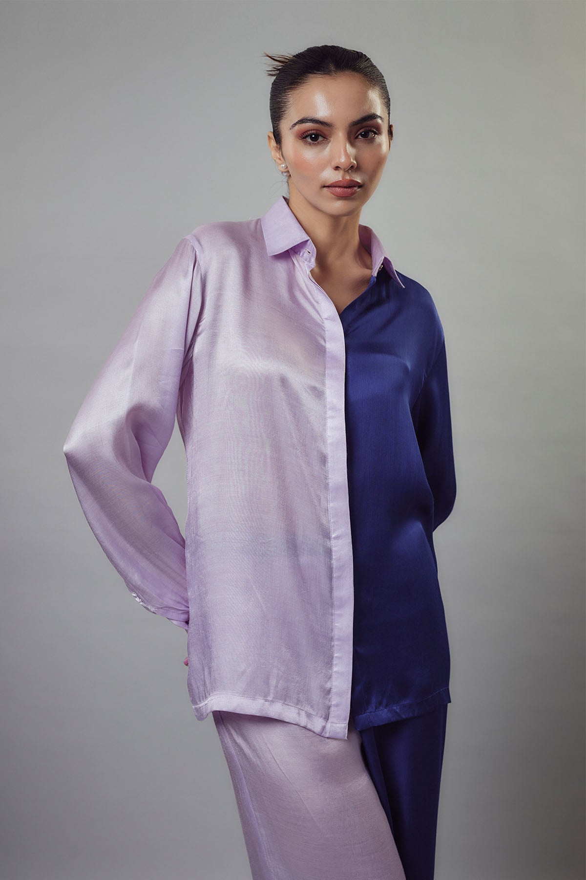 Colorblock Collar Shirt & Pants