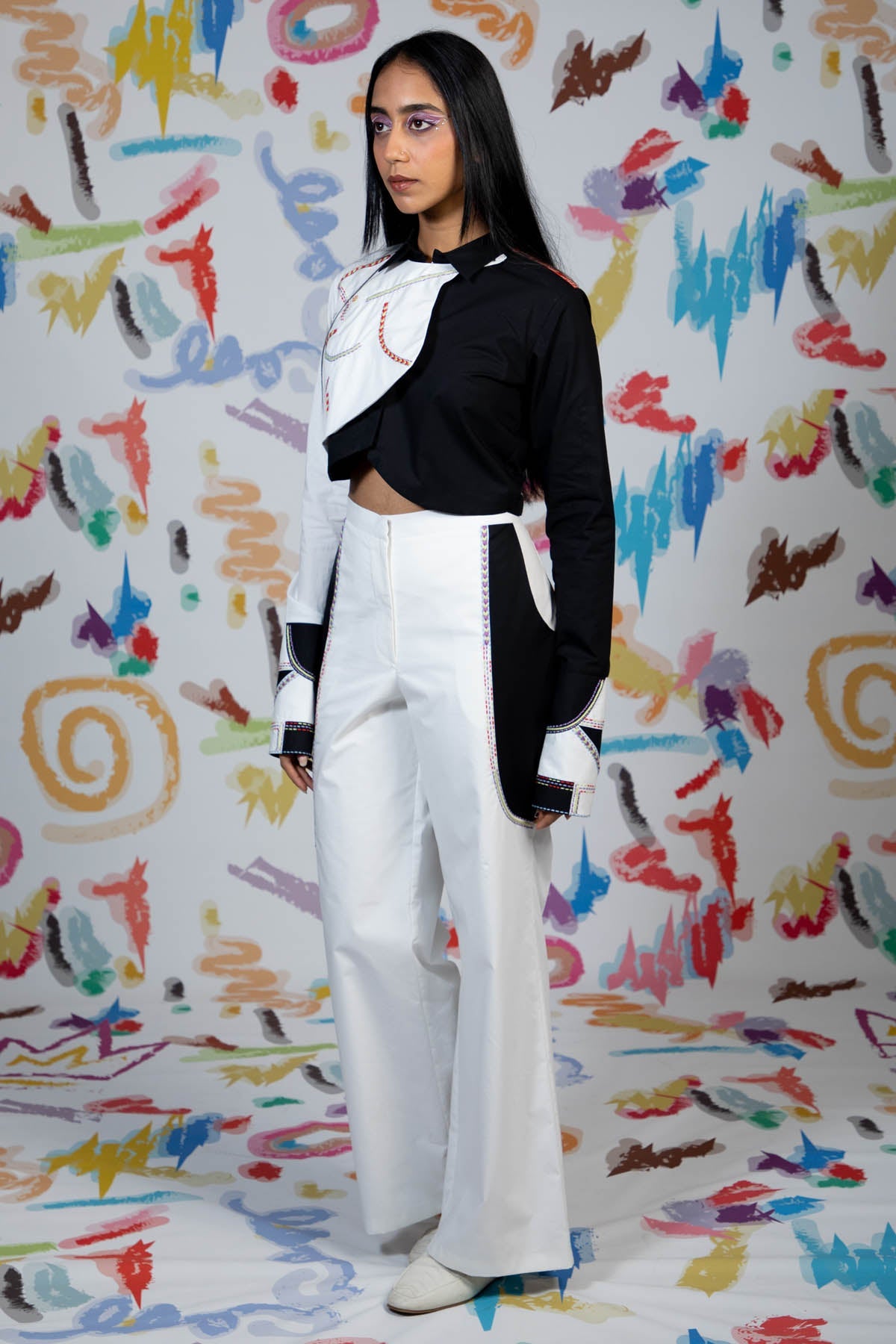 Buy Arya Giri Colorblock Crop Top & Trousers