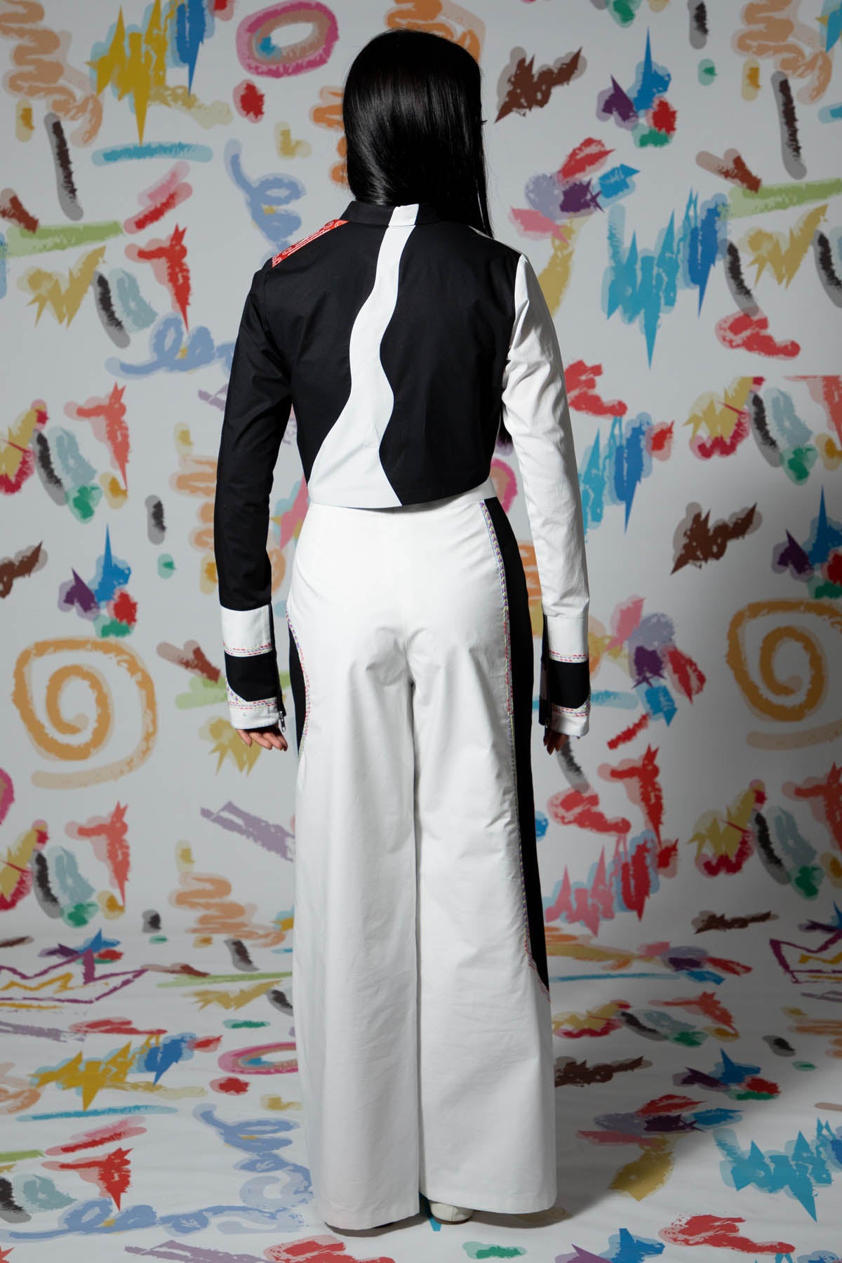 Colorblock Crop Top & Trousers