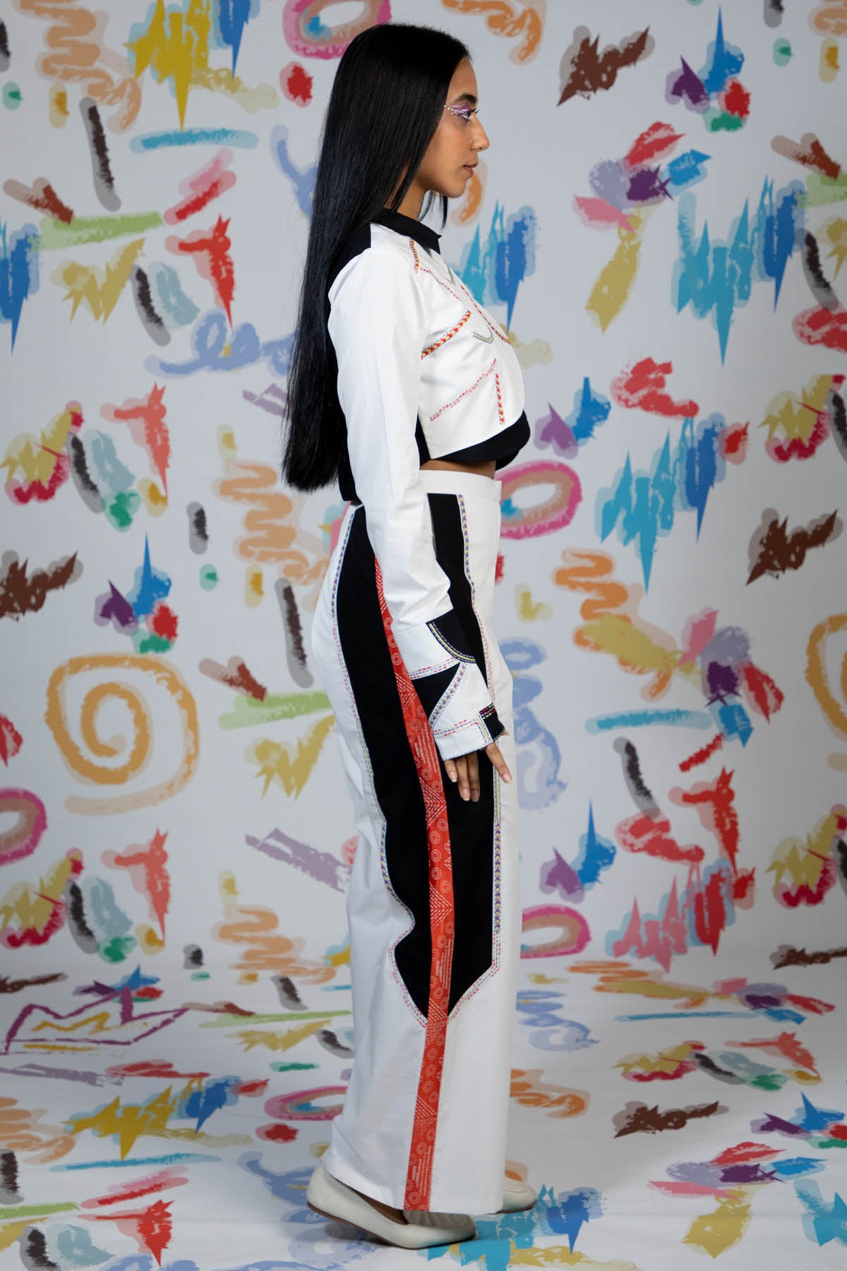 Colorblock Crop Top & Trousers