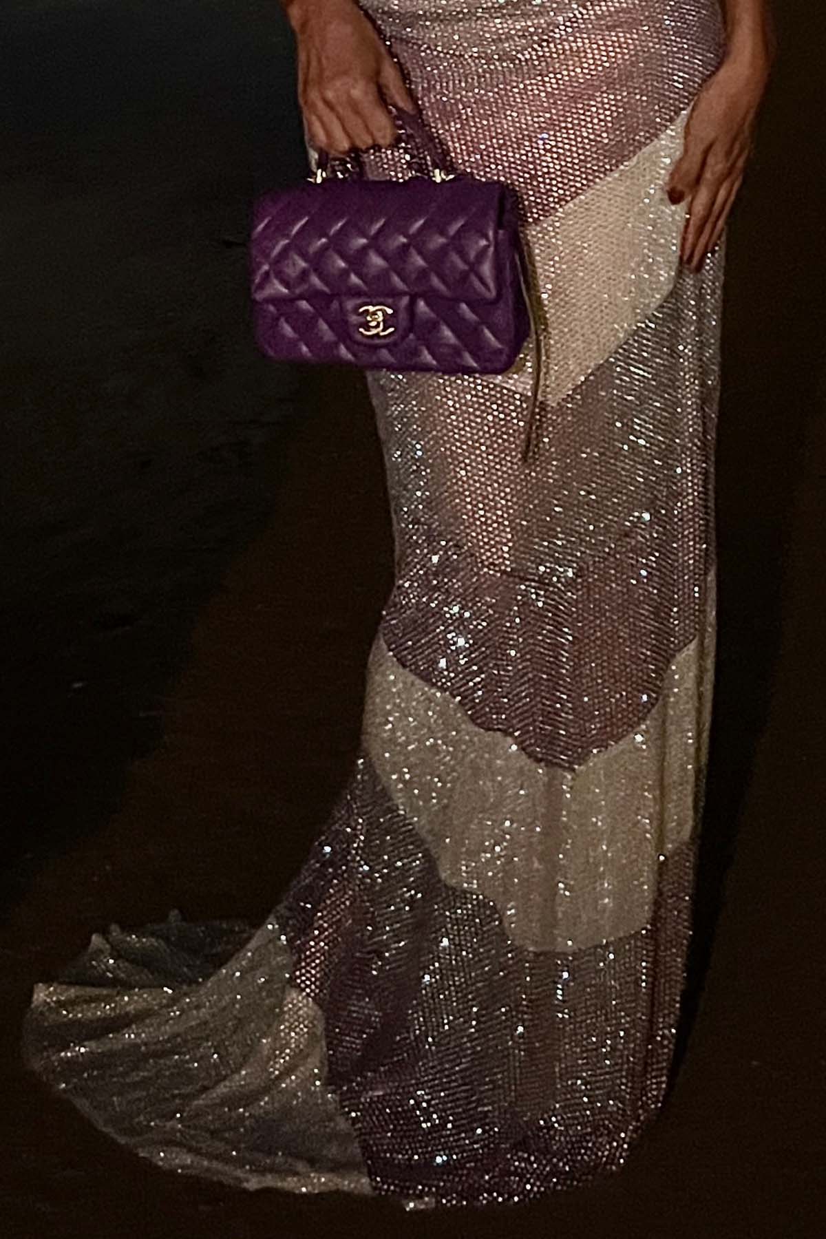 Colorblock Crystal Backless Gown