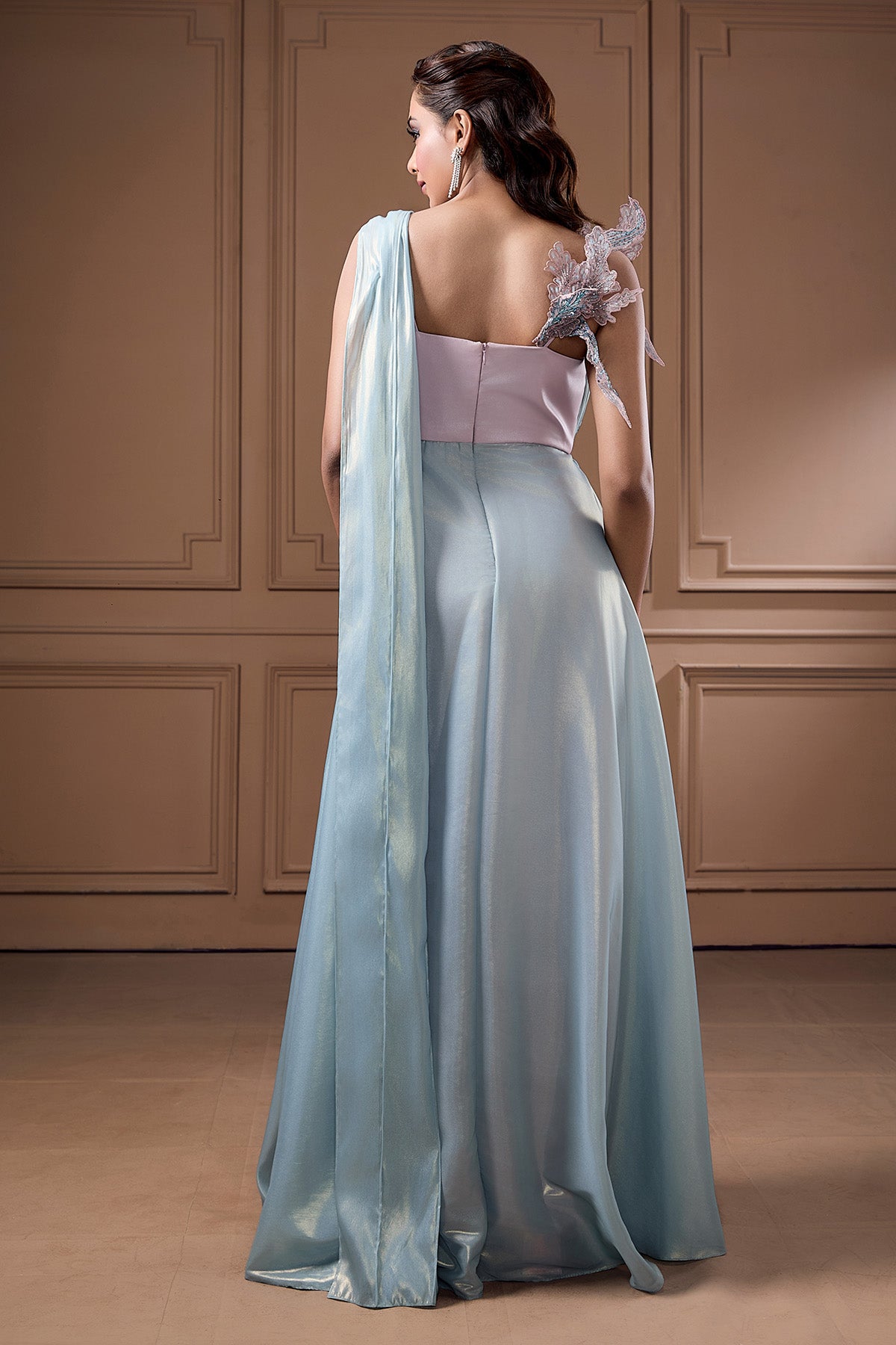 Colorblock Embellished Gown