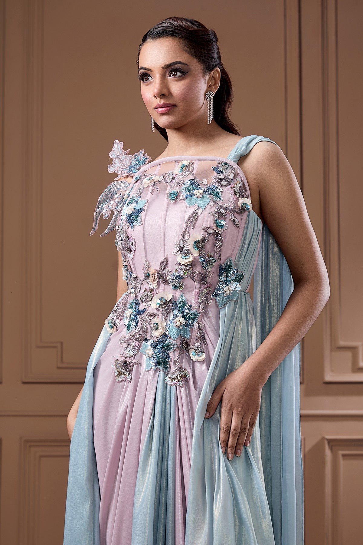 Colorblock Embellished Gown