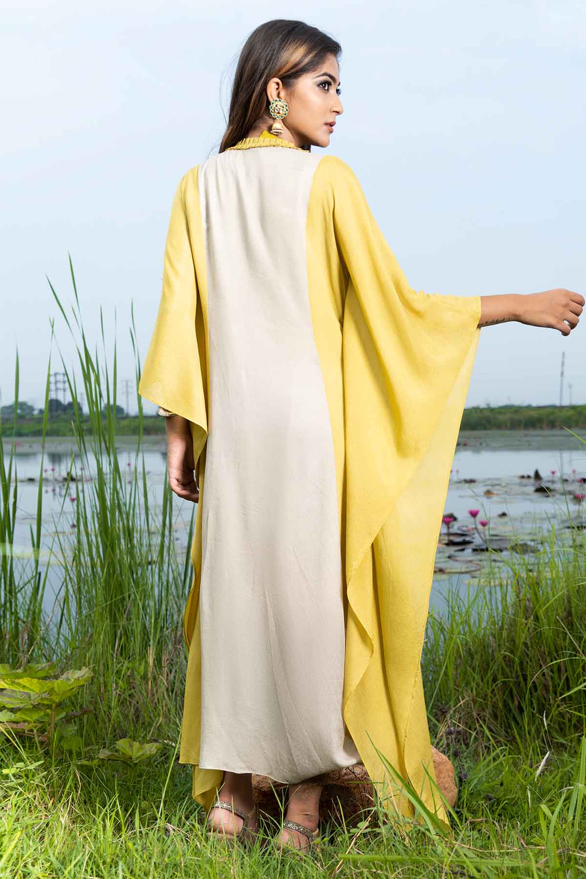 Colorblock Embroidered Kaftan