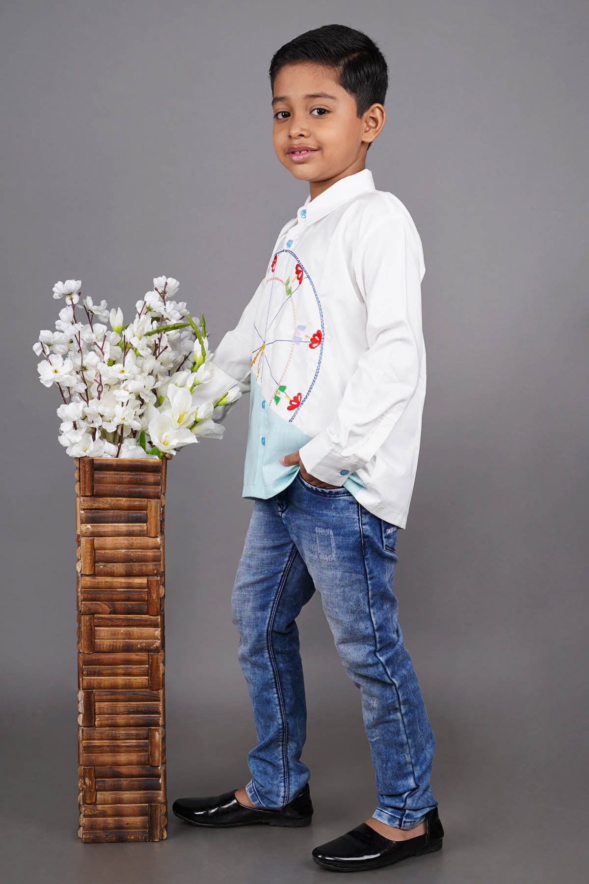 Colorblock Embroidered Shirt