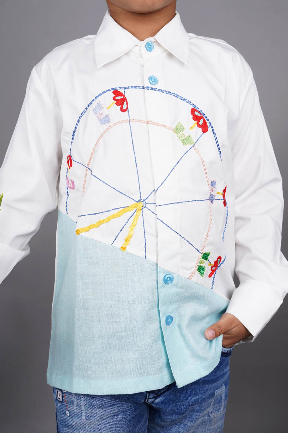 Colorblock Embroidered Shirt