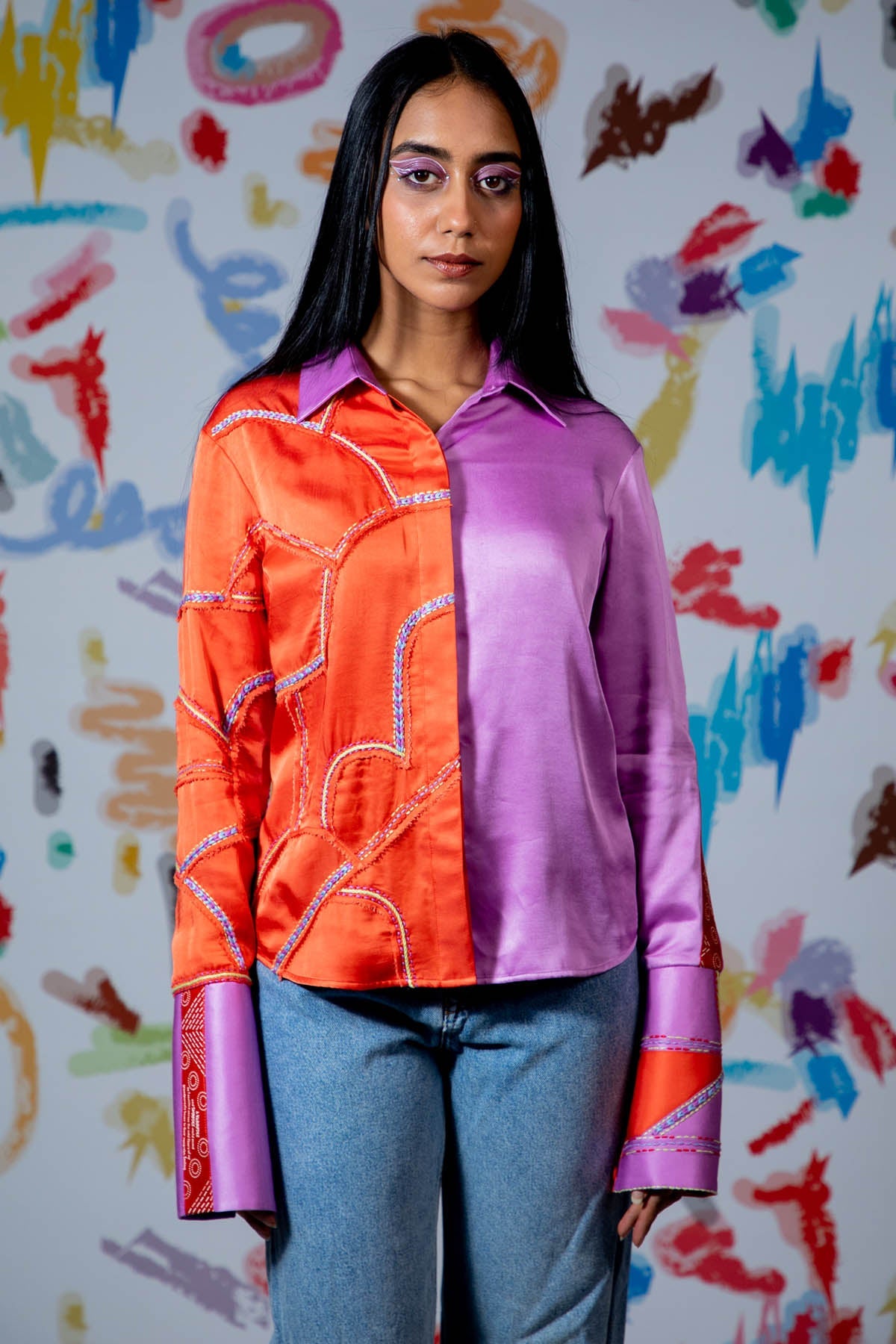 Buy Arya Giri Embroidered Colorblock Shirt