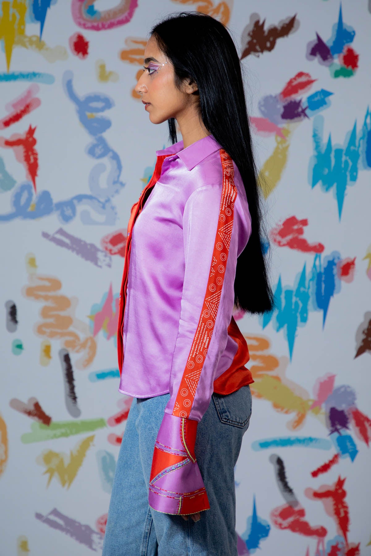 Embroidered Colorblock Shirt