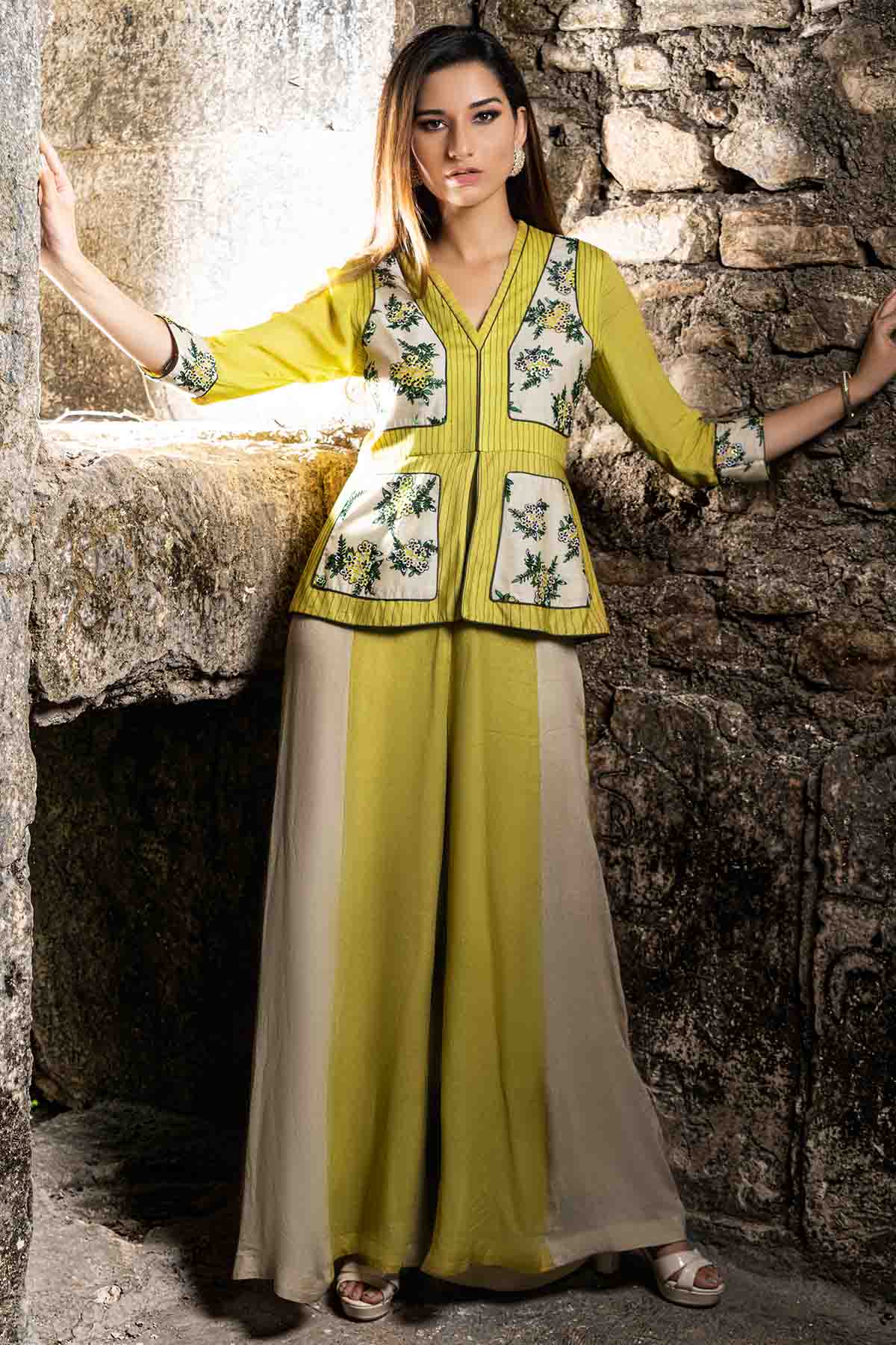 Sejal Kamdar Colorblock French Knot Jumpsuit for women online at ScrollnShops