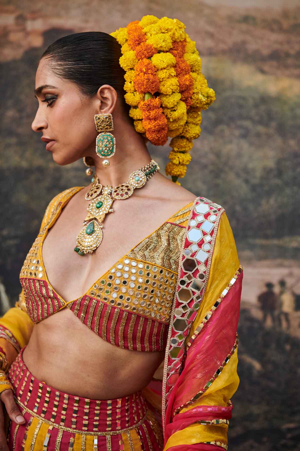 Colorblock Gota Work Lehenga Set