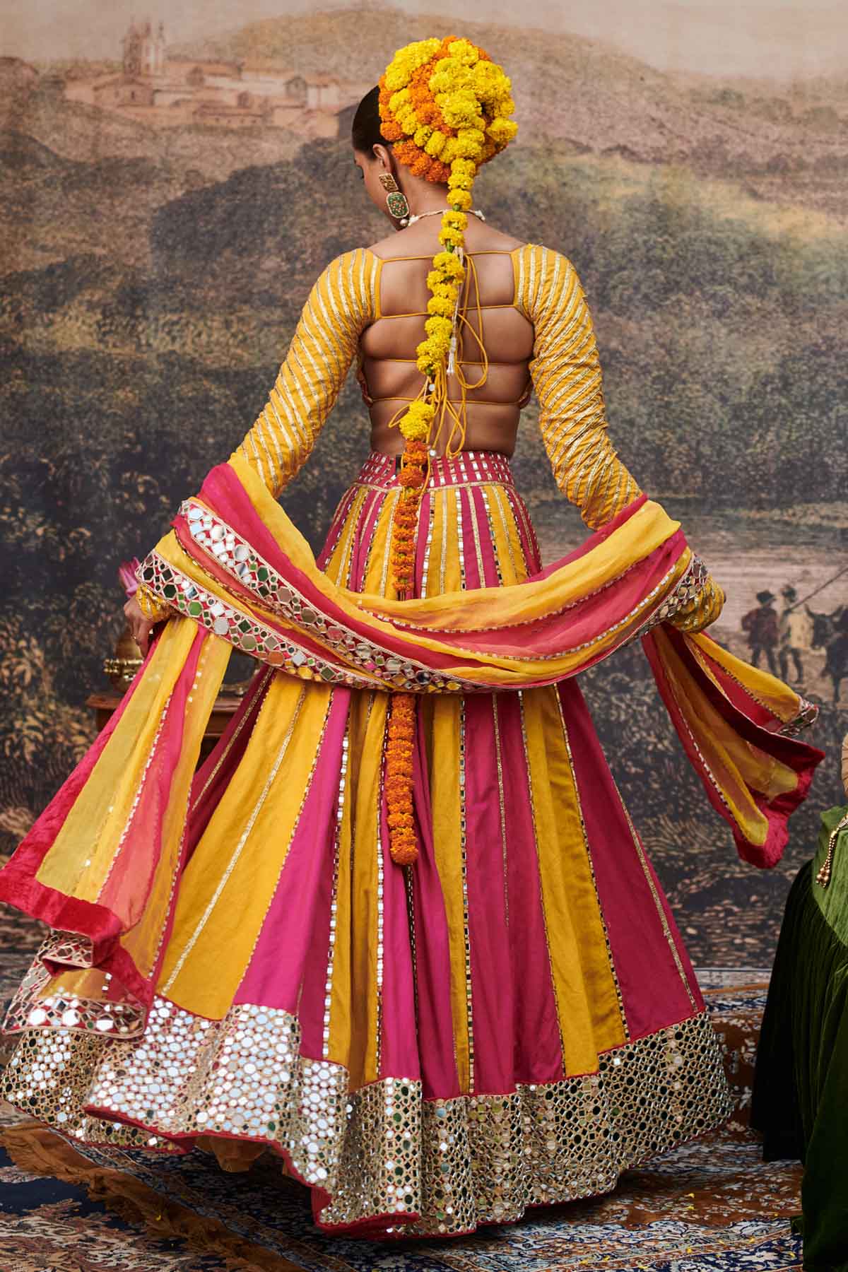 Colorblock Gota Work Lehenga Set