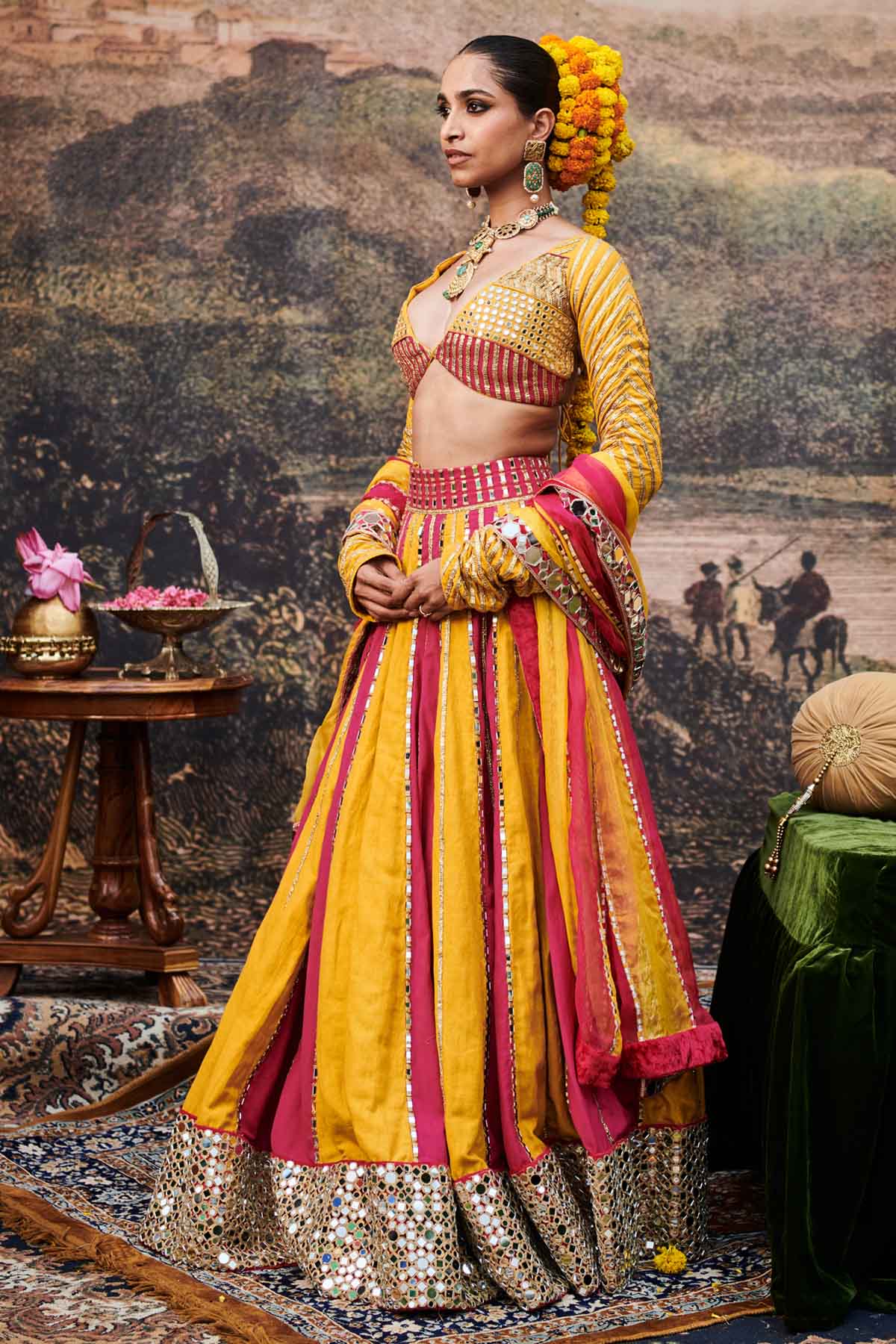 Colorblock Gota Work Lehenga Set