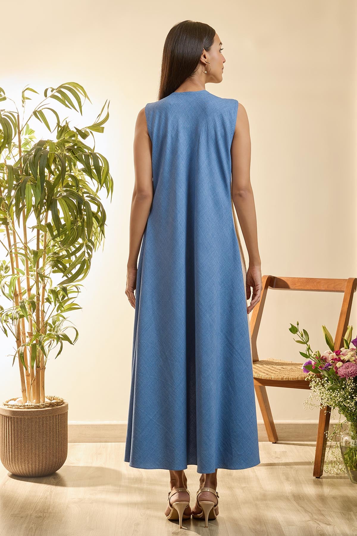 Colorblock High-Low Midi Dress