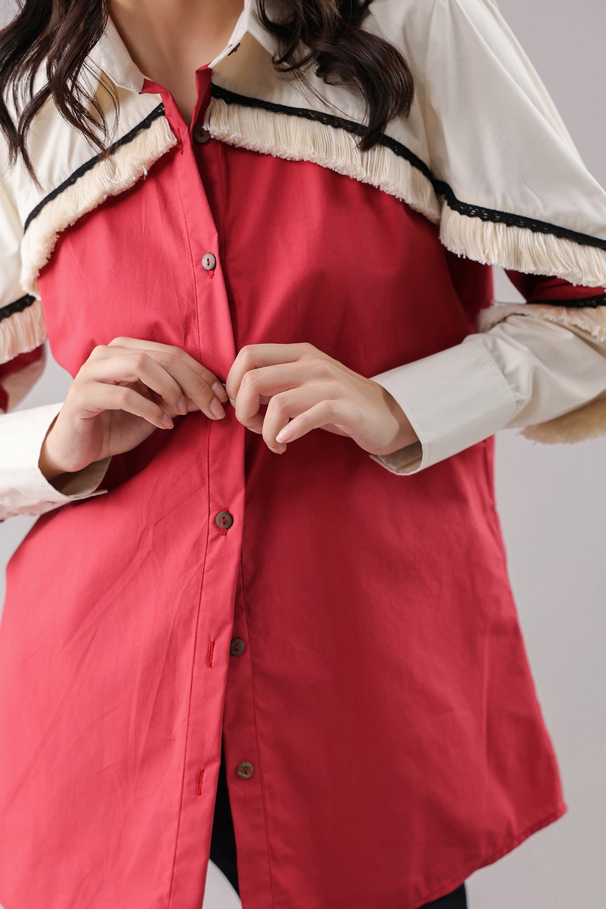 Colorblock Lace Detail Shirt