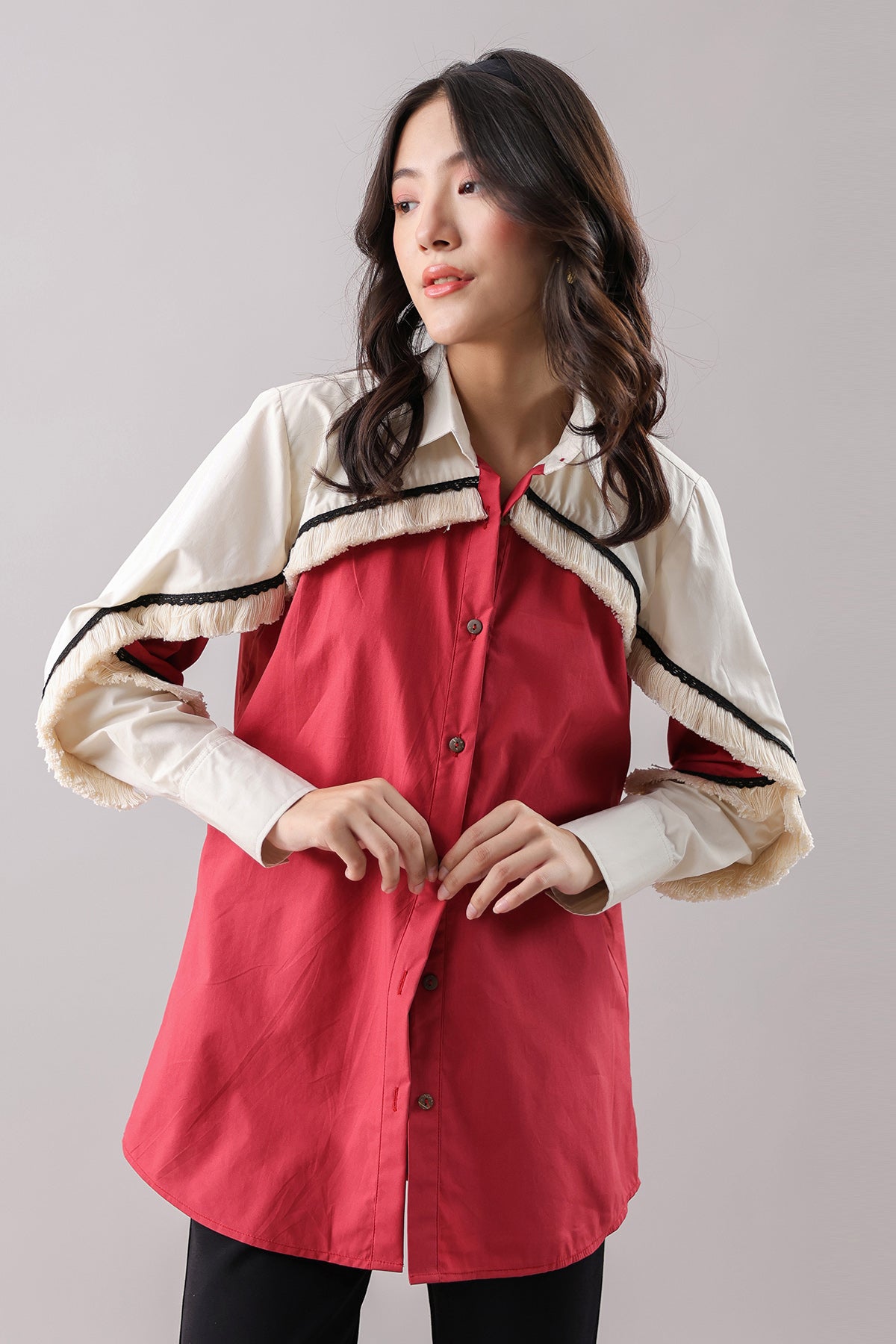 Buy Colorblock Lace Detail Shirt by Why Look West for women online at ScrollnShops