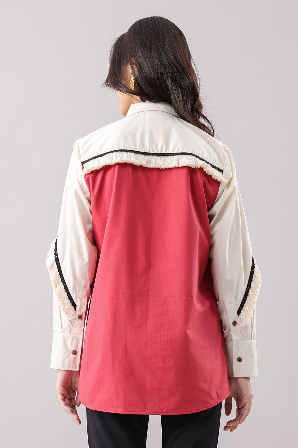 Colorblock Lace Detail Shirt