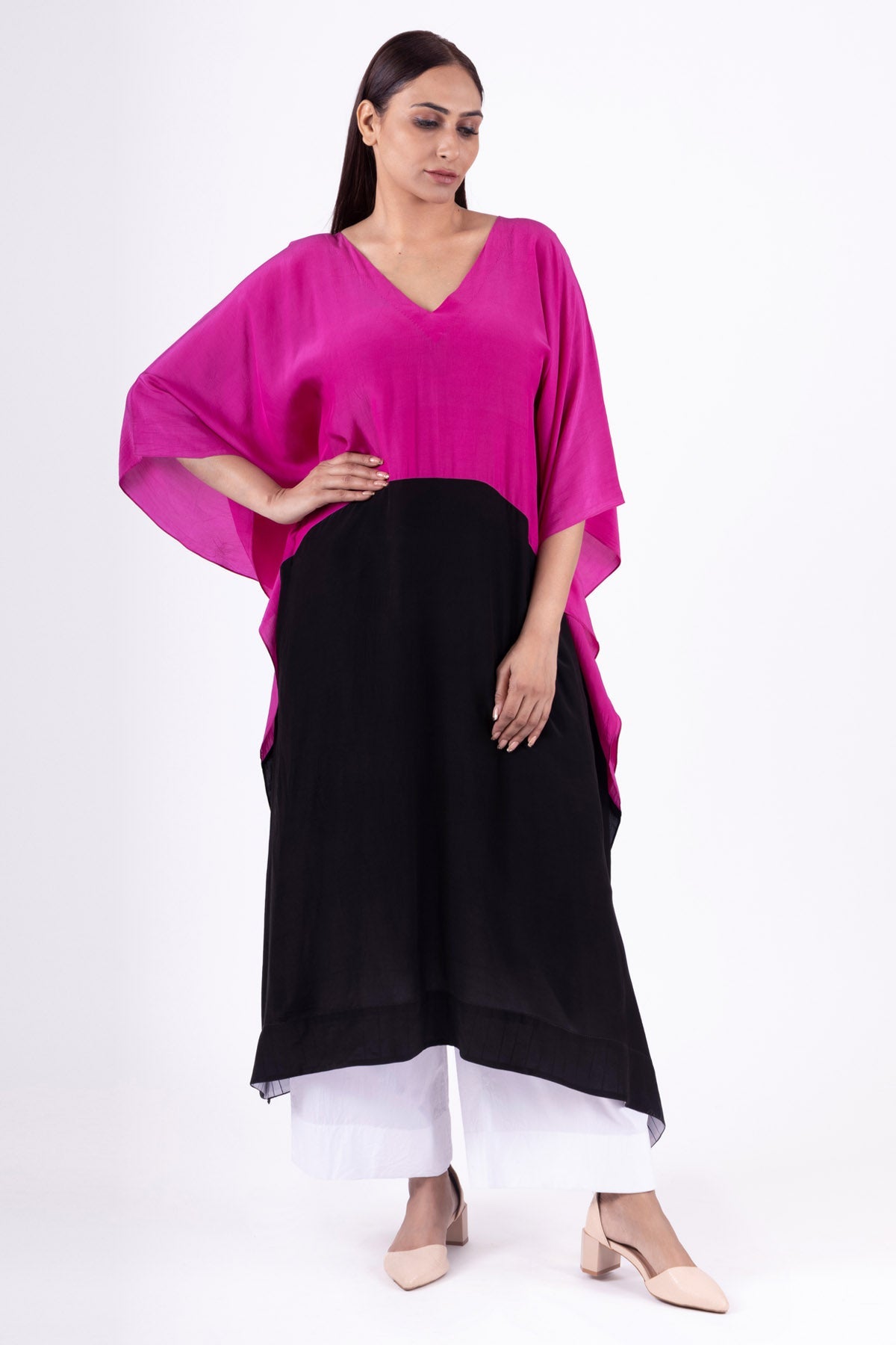 Khat Clothing Colorblock Long Kaftan Set for women online at ScrollnShops