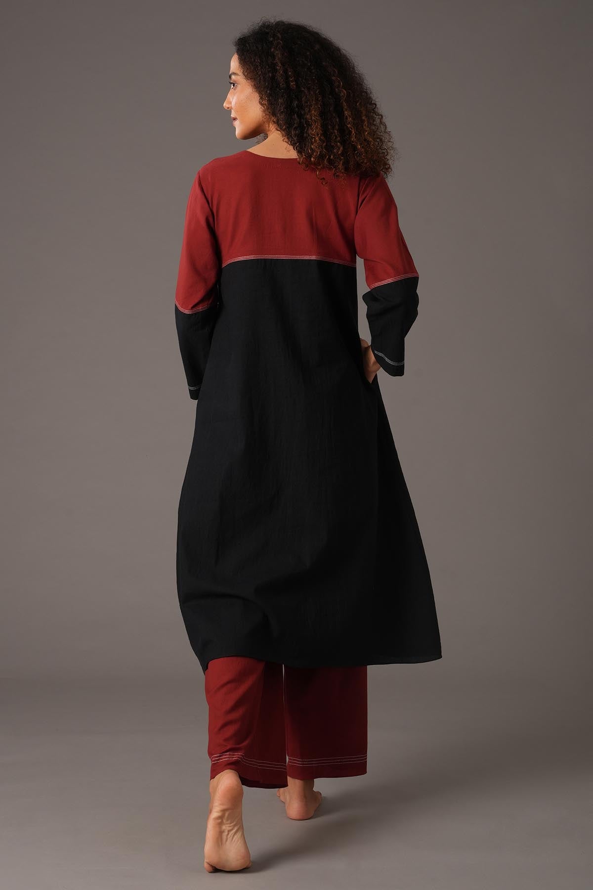 Colorblock Long Kurta & Pants