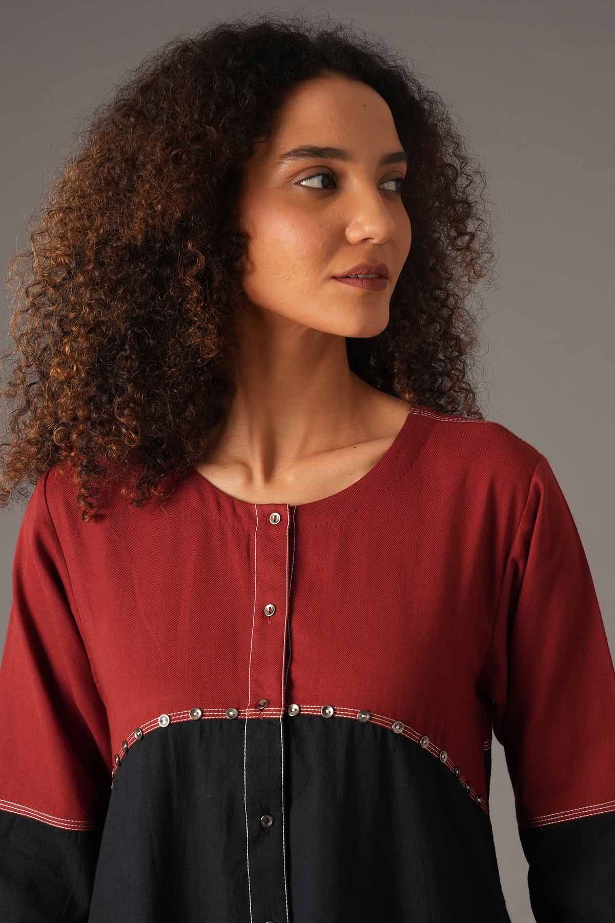 Colorblock Long Kurta & Pants