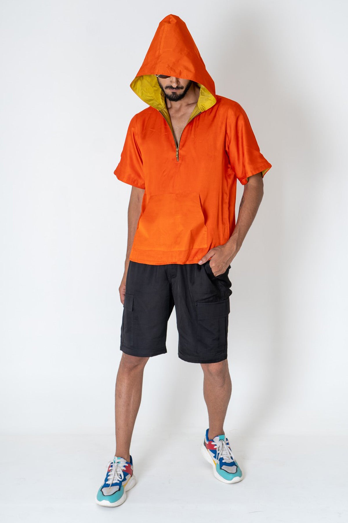 Colorblock Modal Silk Hoodie