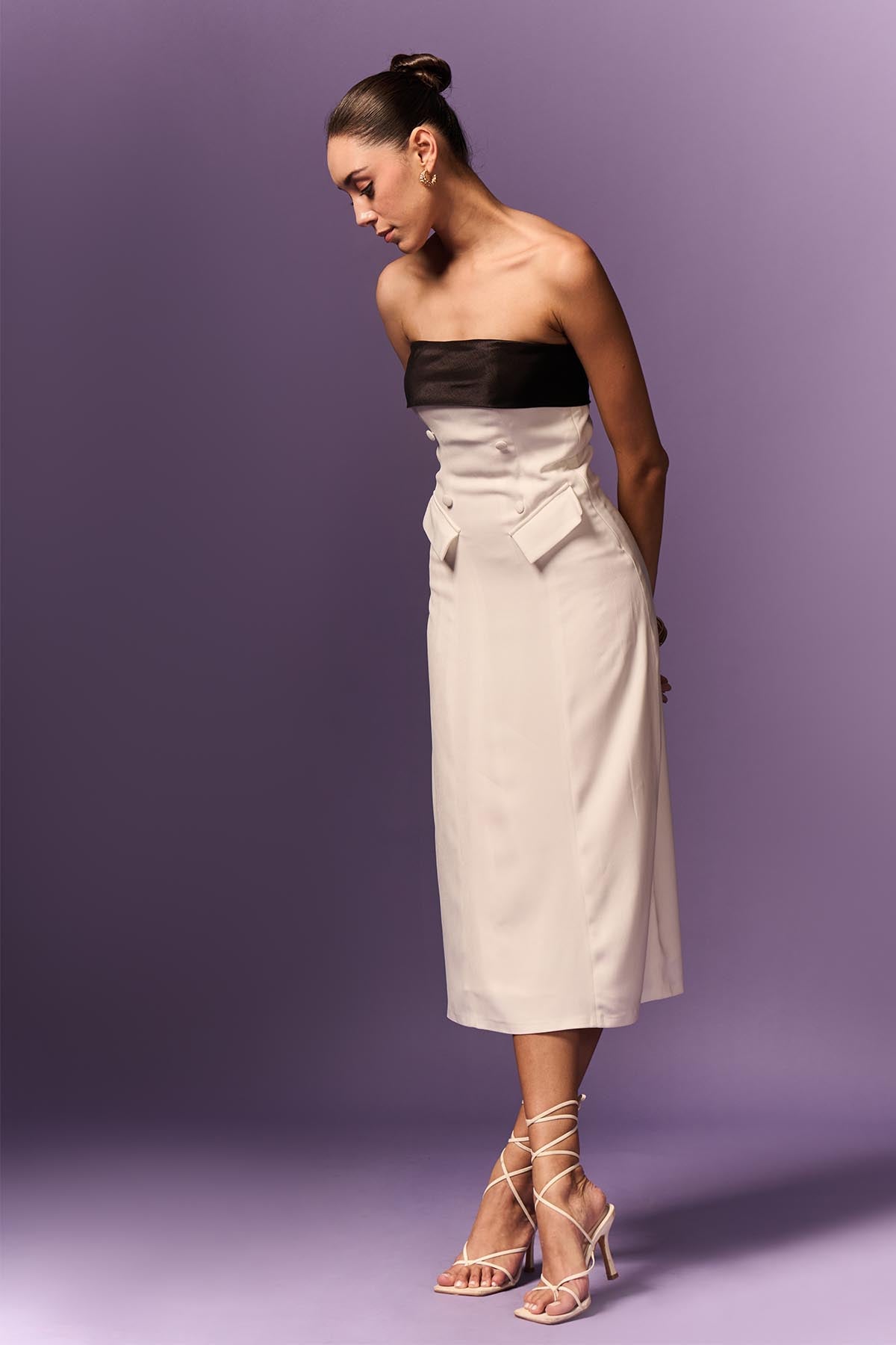 Colorblock Off Shoulder Dress