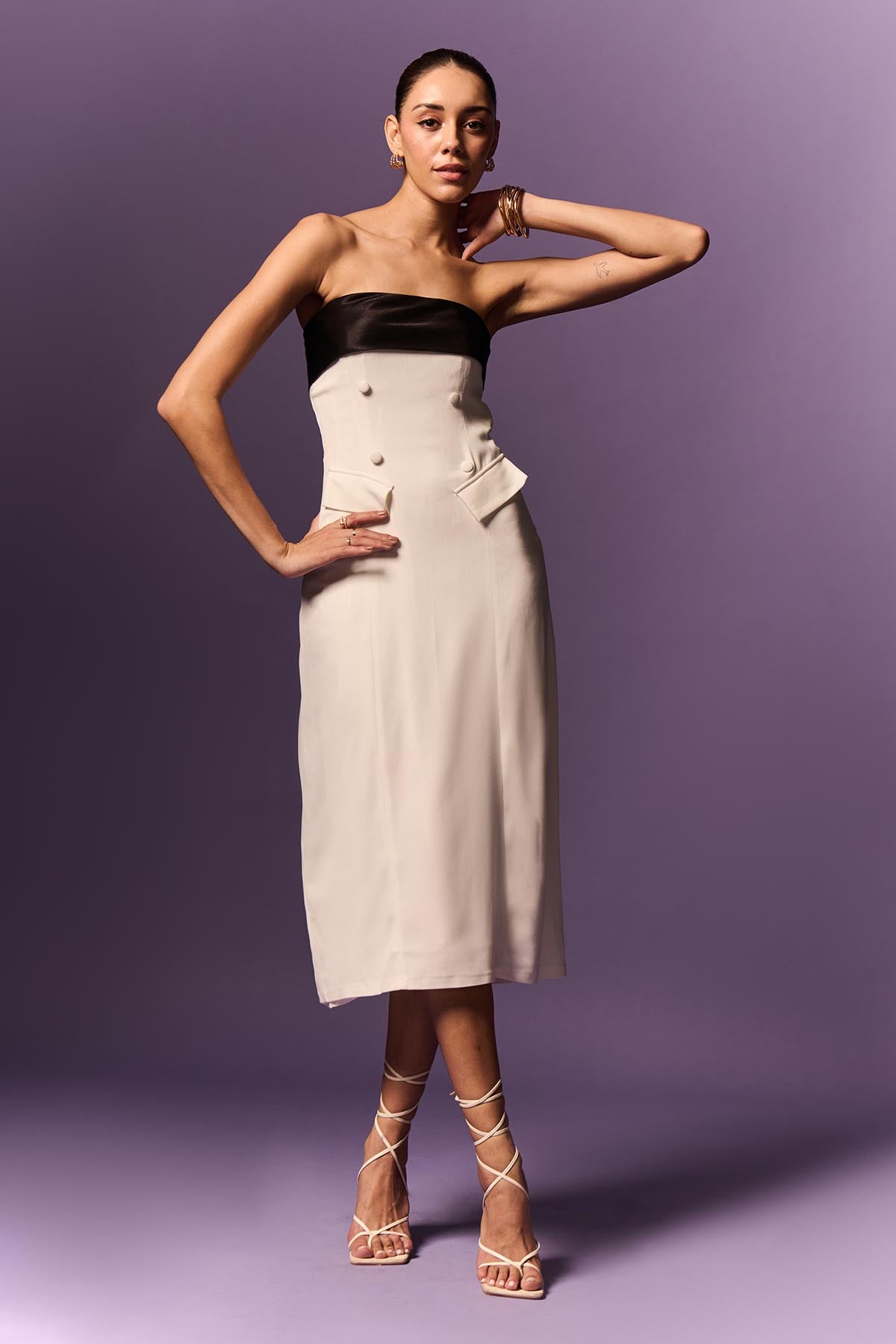 Buy Colorblock Off Shoulder Dress by Emblaze for women online at ScrollnShops