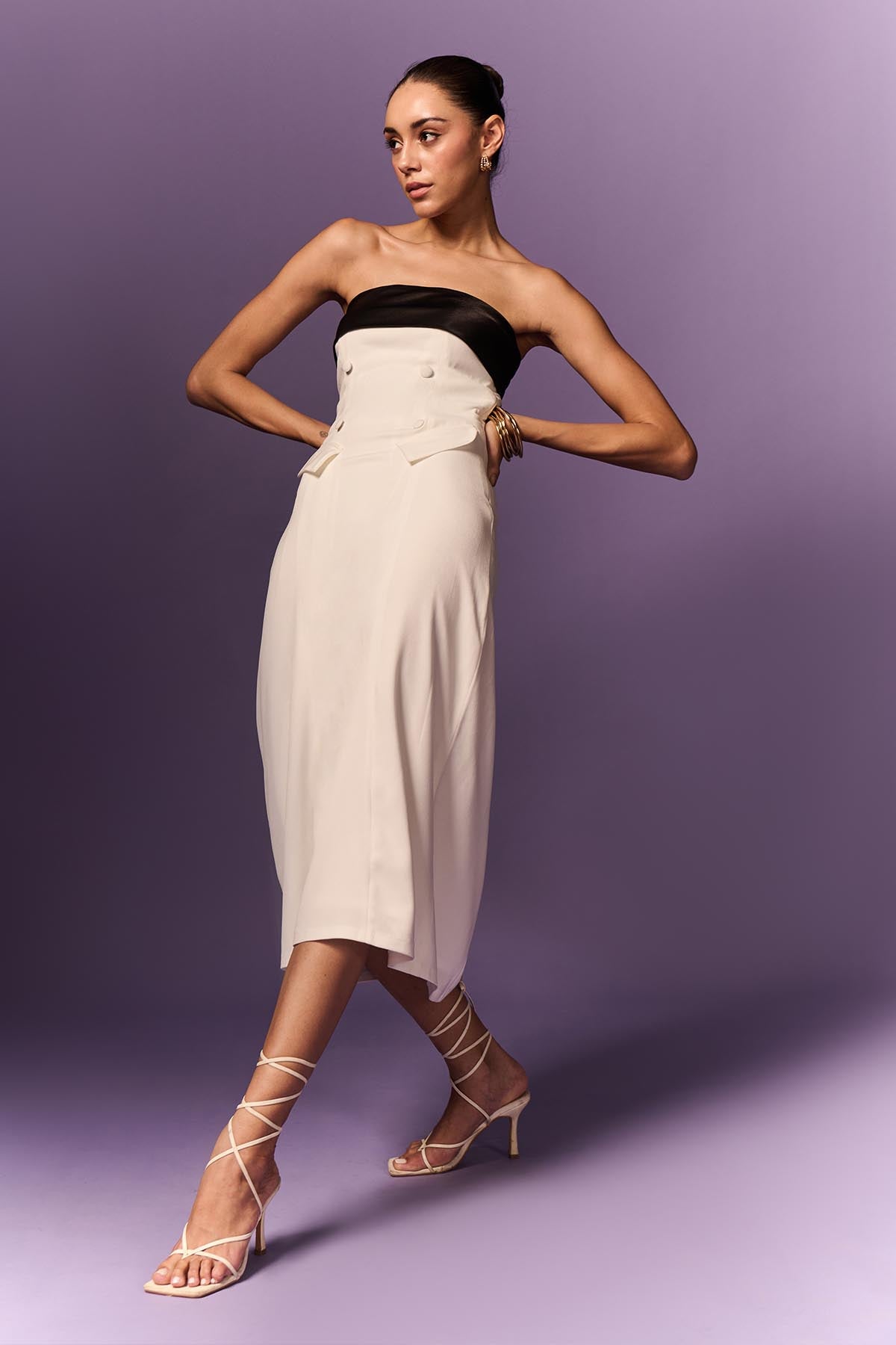 Colorblock Off Shoulder Dress